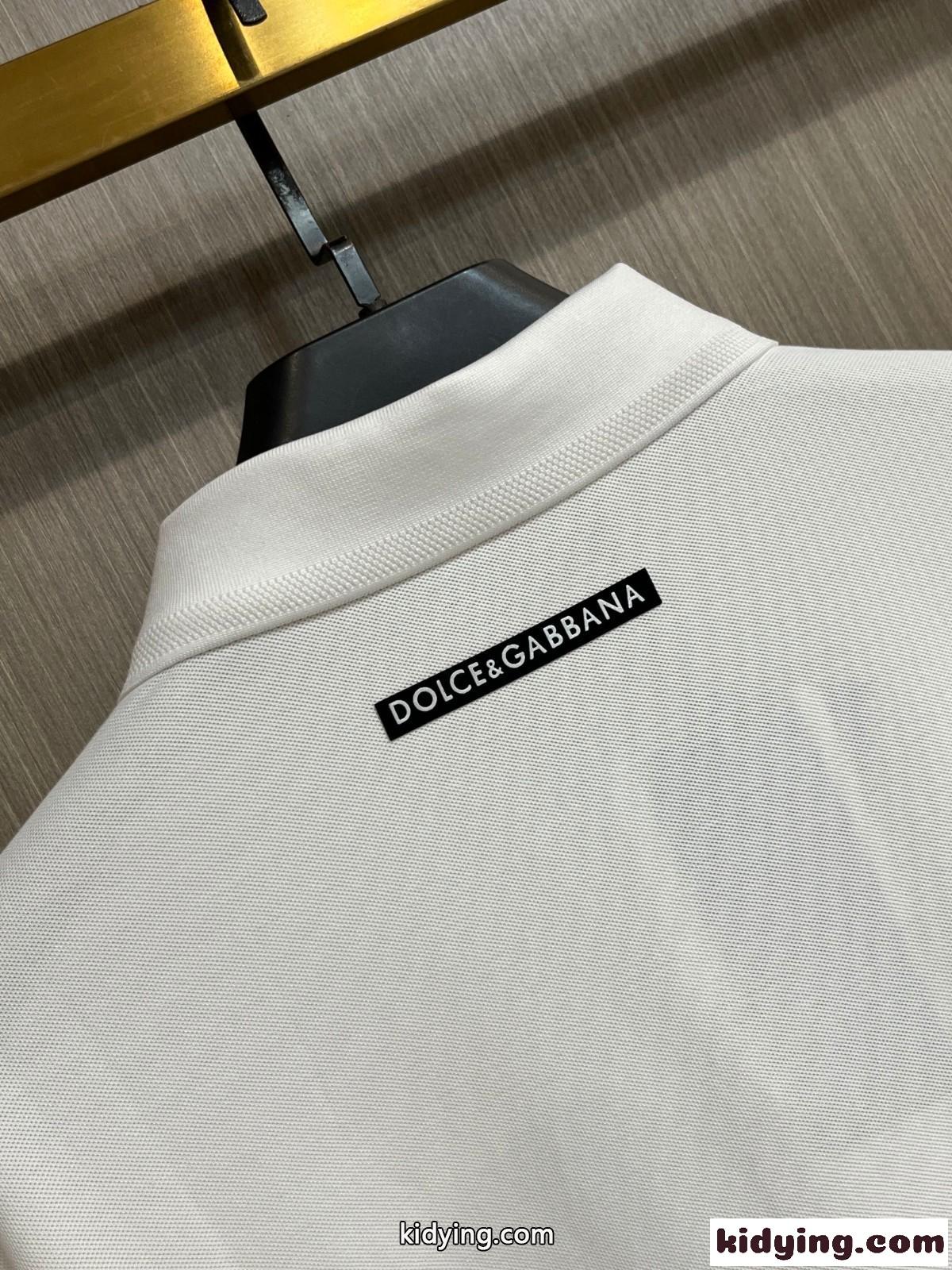 ドルチェ&ガッバーナ 半袖Tシャツ コピー カジュアル 定番 コットンピケ ポロシャツ ホワイト-4