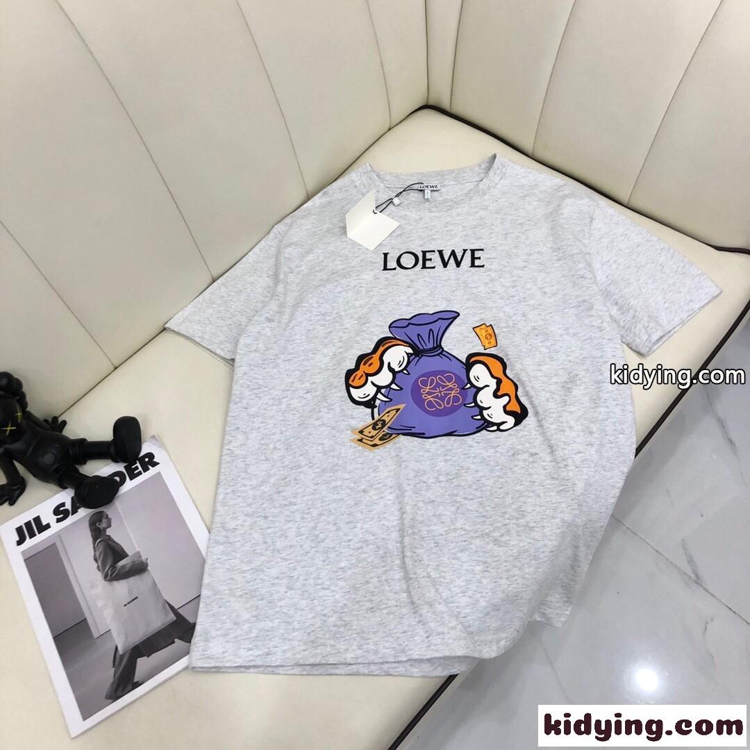 可愛い プリント 人気 新作 ゆったり 着心地いい 春夏 レディース ロエベ tシャツ コピー カジュアル 定番-0
