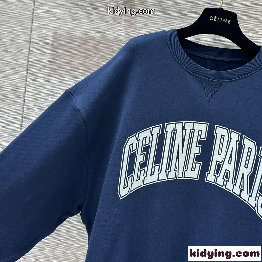 CELINE オーバーサイズ スウェットシャツ セリーヌ パーカー コピー ネイビー-0