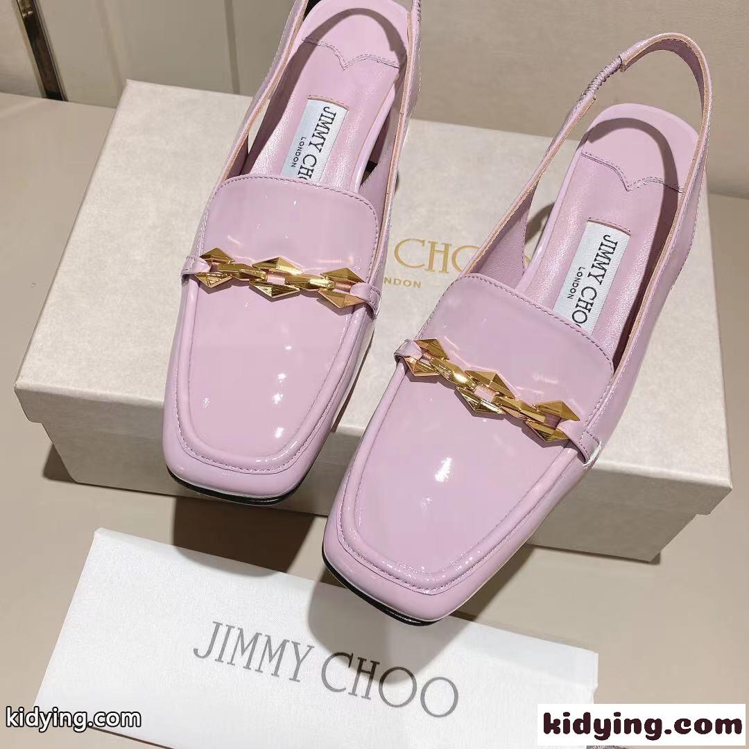 チェーン付き パテントレザー スリングバックパンプス ジミーチュウ パンプス スーパーコピー ピンク-1