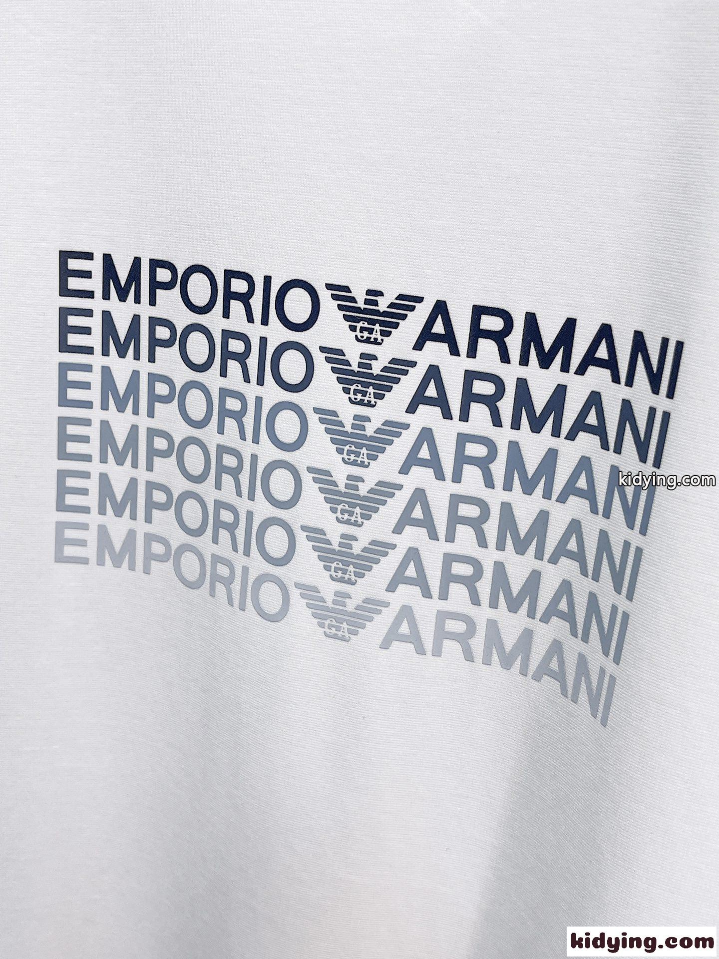 おしゃれ リピートロゴ クルーネック アルマーニ 半袖Tシャツ コピー ホワイト-1