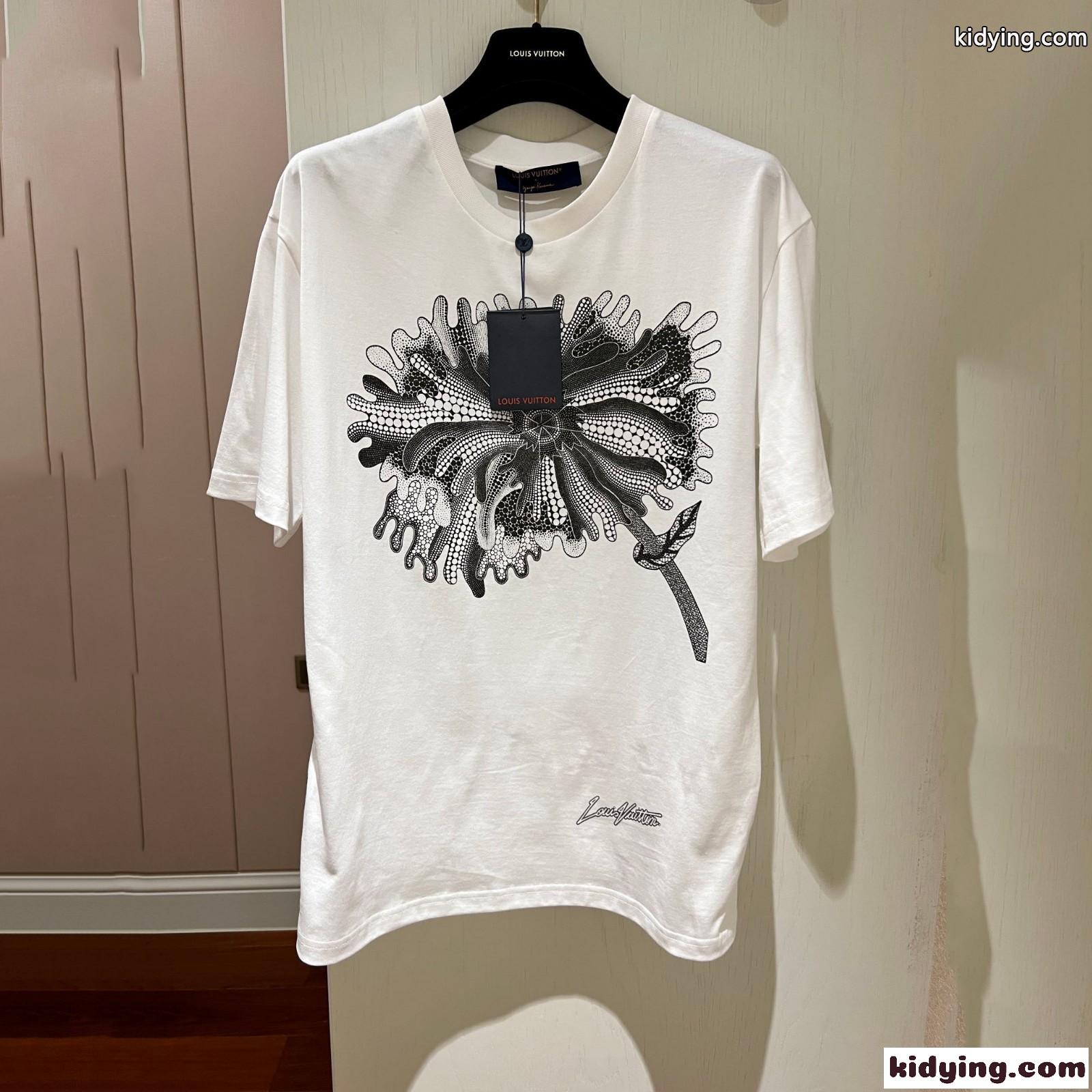 ユニセックス ゆったり LV ×草間彌生 フラワーTシャツ ルイヴィトン Tシャツ コピー 半袖-1