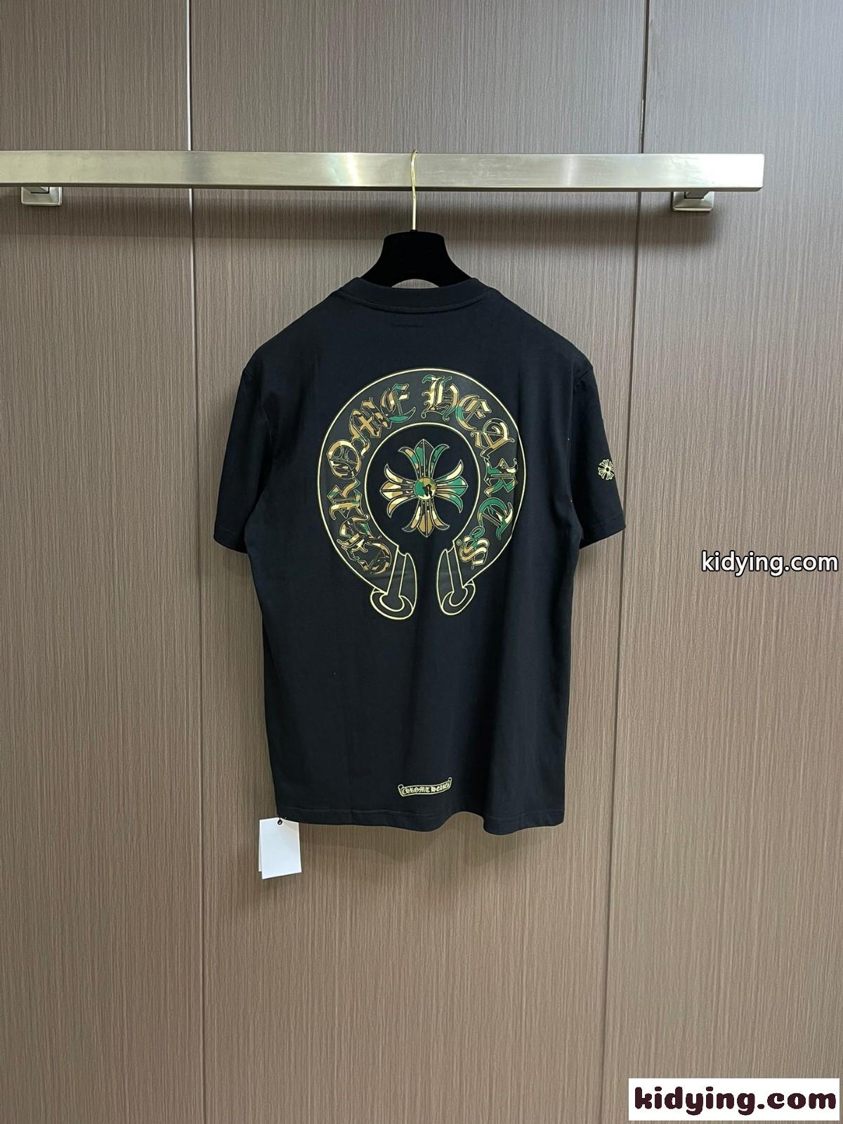 カジュアル プリント クロムハーツ Tシャツ コピー クルーネック 半袖Tシャツ ブラック-1