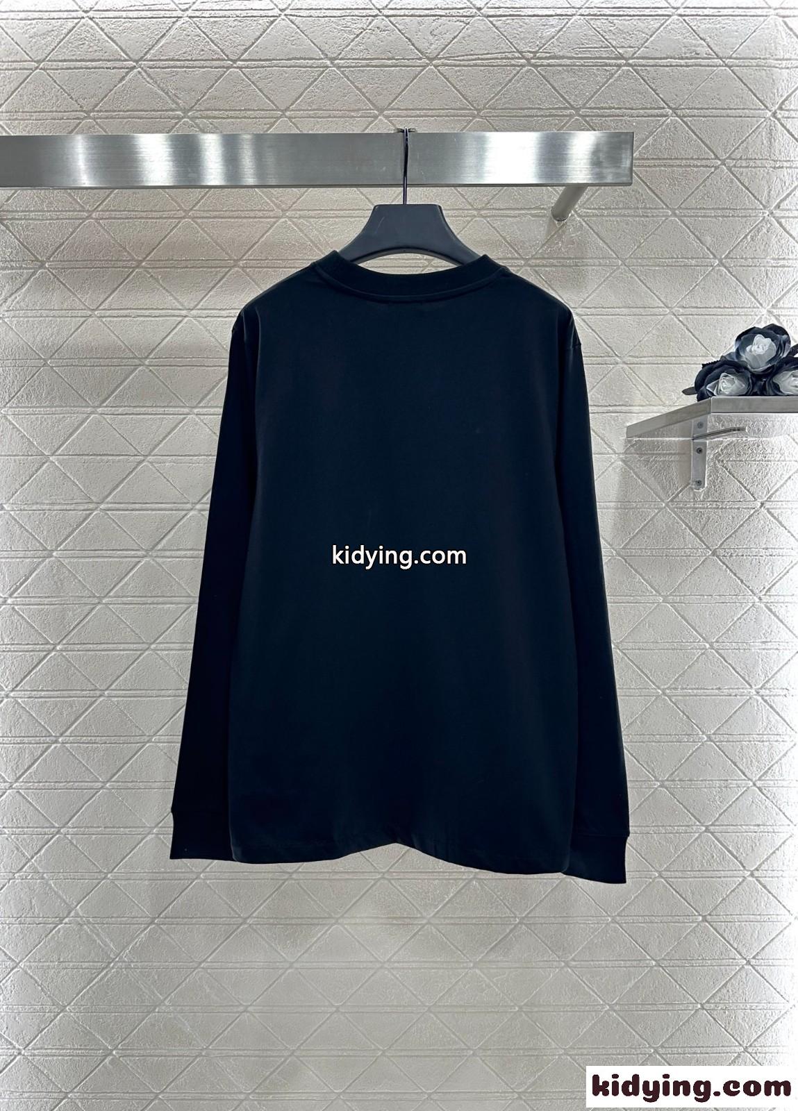 シンプル 着回し コットン長袖Tシャツ クリスチャン・ディオール Tシャツ コピー ブラック-2