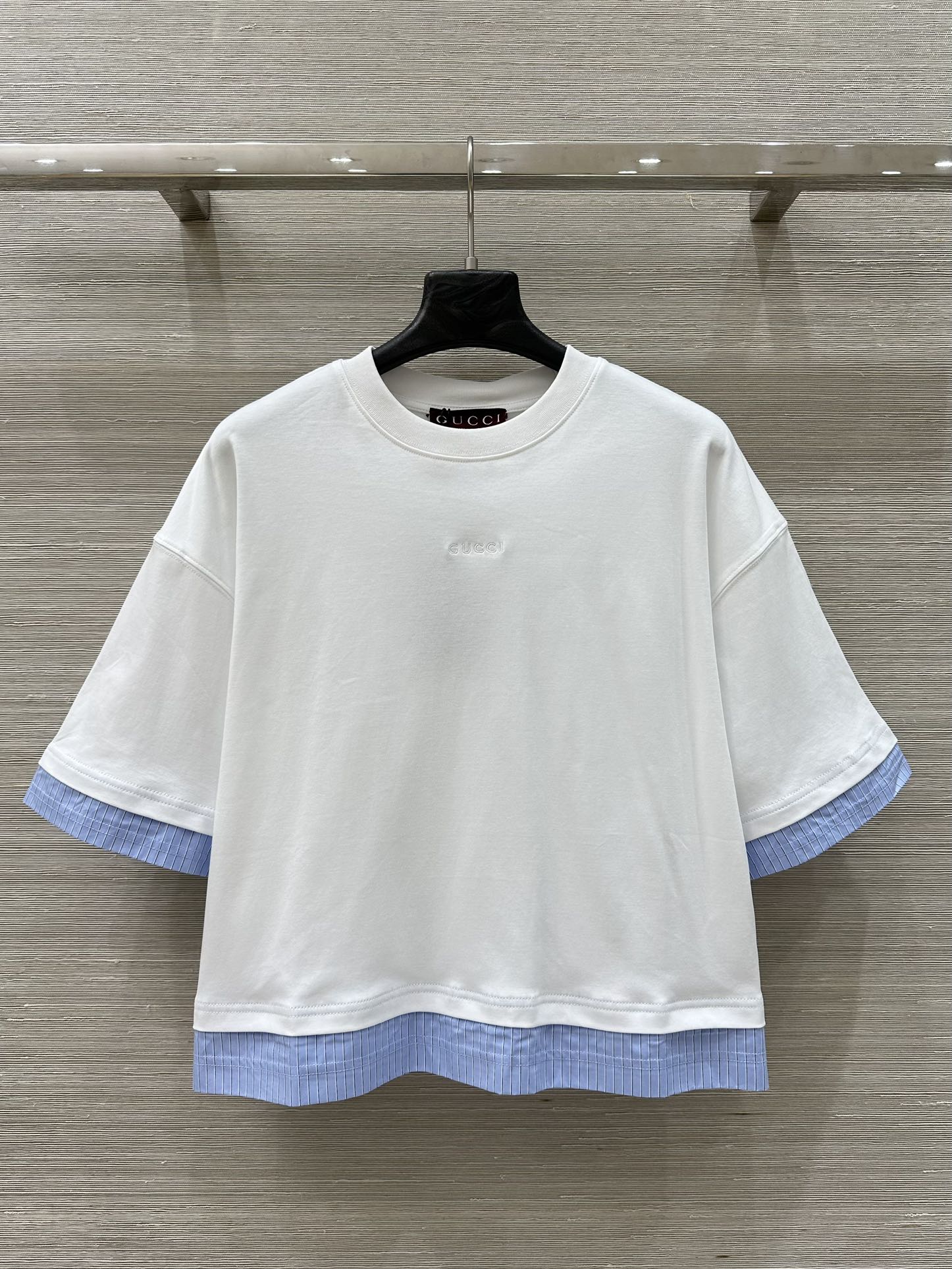 おしゃれ レイヤード風 半袖Tシャツ グッチ Tシャツ コピー コットン トップス-2