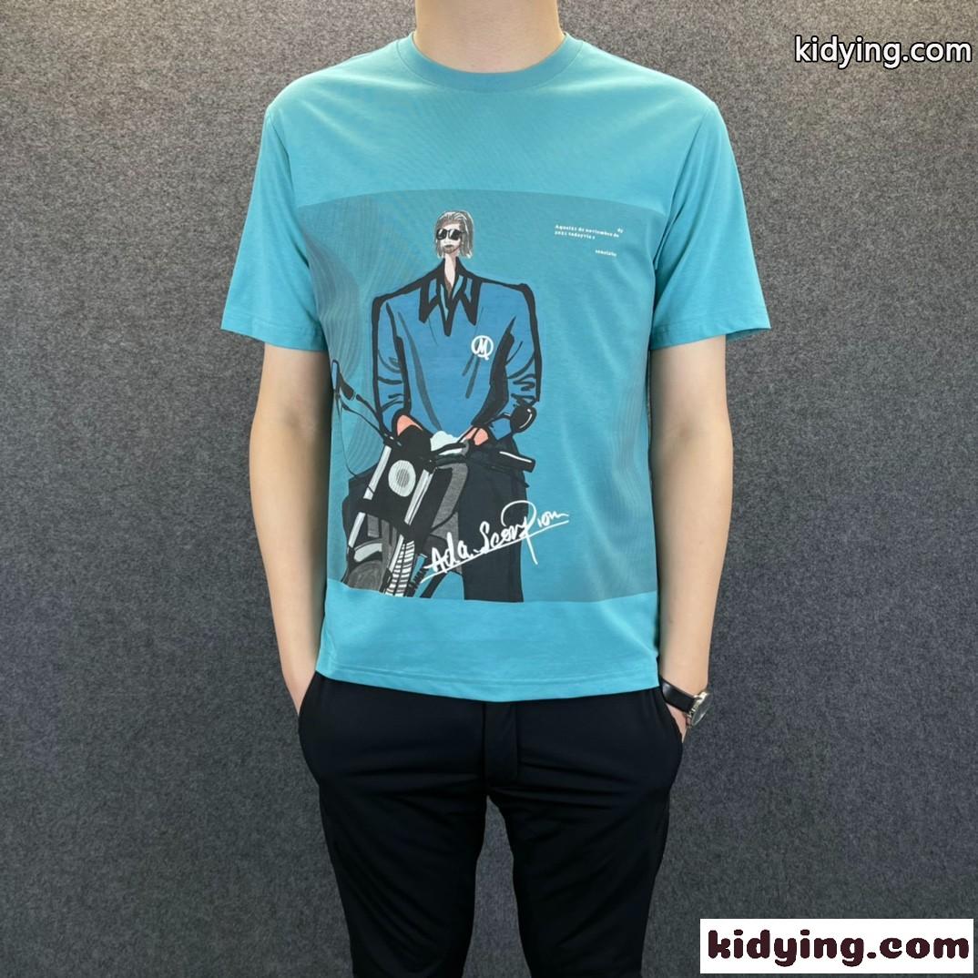 オシャレ プリント カジュアル クールネック コットン メンズ 半袖 トップス ジバンシィ Tシャツ コピー 快適-2