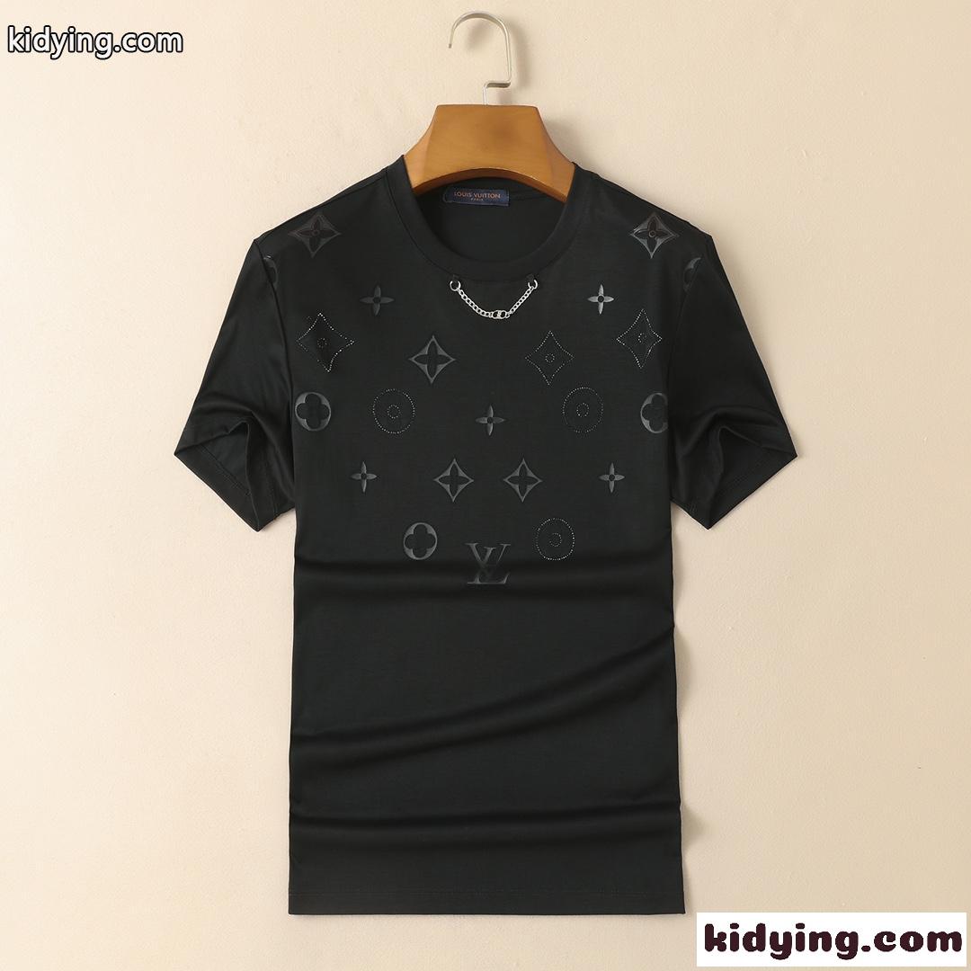上品 おしゃれ ロゴ 着心地いい シルケット コットン ルイ・ヴィトン tシャツ コピー 半袖 トップス-0