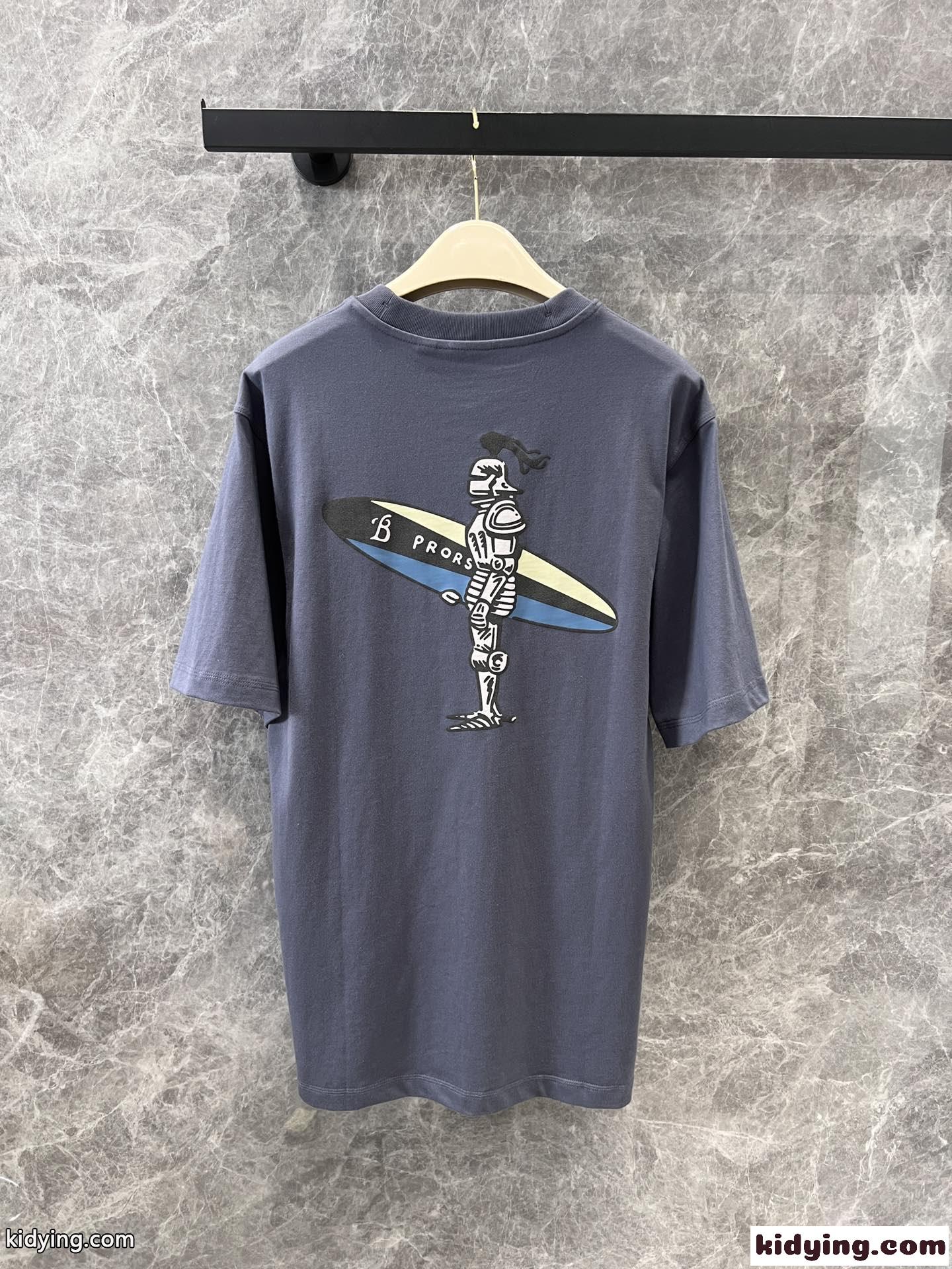サーファー ナイト コットンTシャツ バーバリー 半袖Tシャツ コピー グレー-1
