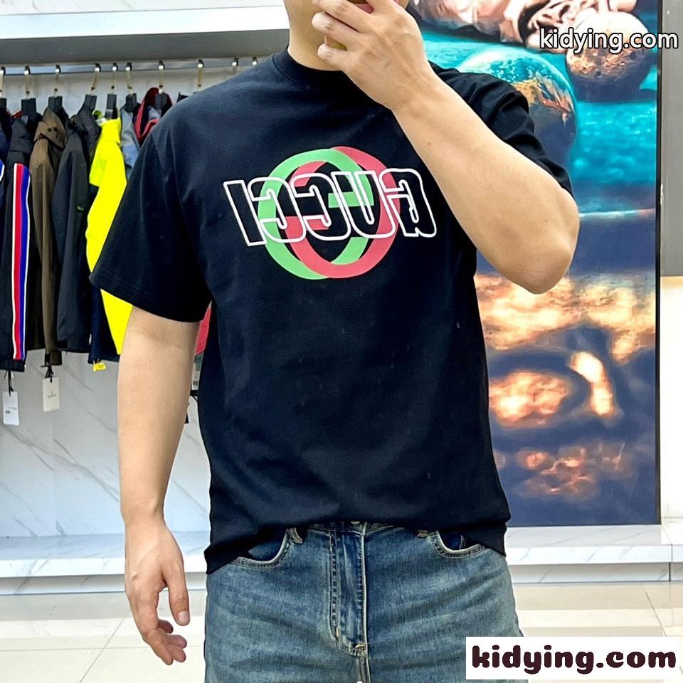シンプル ロゴプリント 半袖Tシャツ グッチ Tシャツ コピー ブラック-2