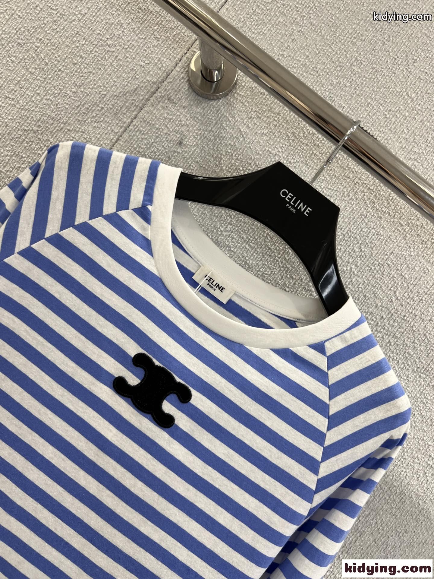 カジュアル ボーダー 長袖Tシャツ セリーヌ Tシャツ 偽物 コットン-1