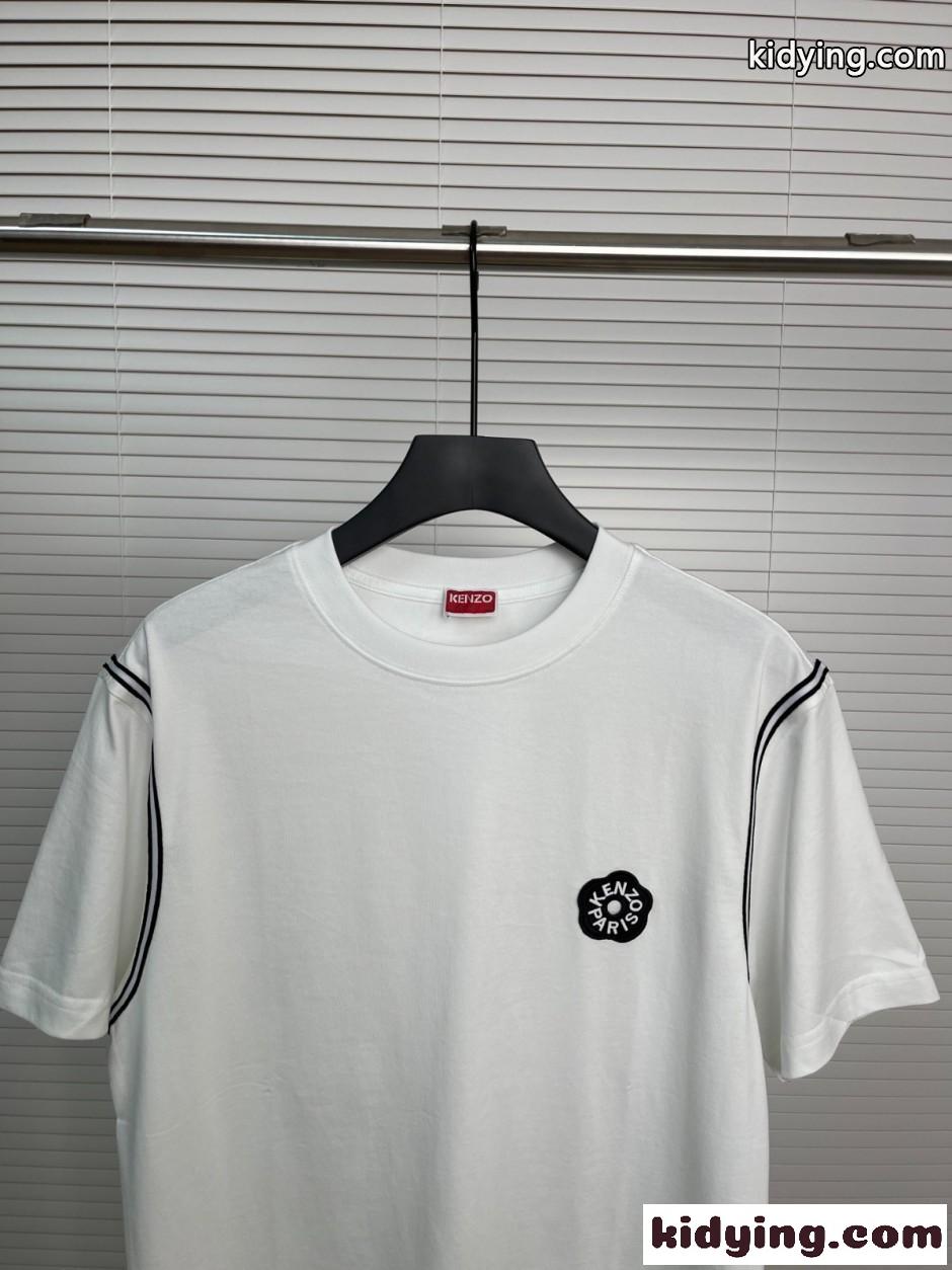 カジュアル コットン 半袖Tシャツ ケンゾー Tシャツ コピー ホワイト-1
