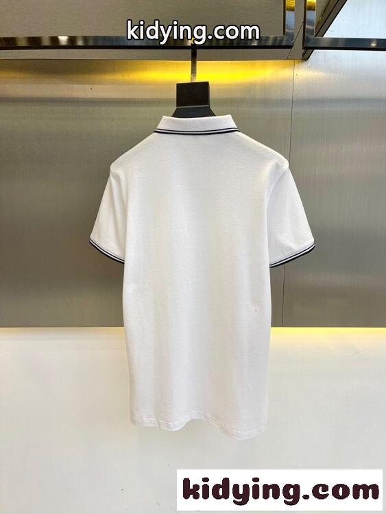 定番 快適 ロゴ コットンピケ 半袖 ポロシャツ プラダ Tシャツ コピー メンズ ホワイト-3