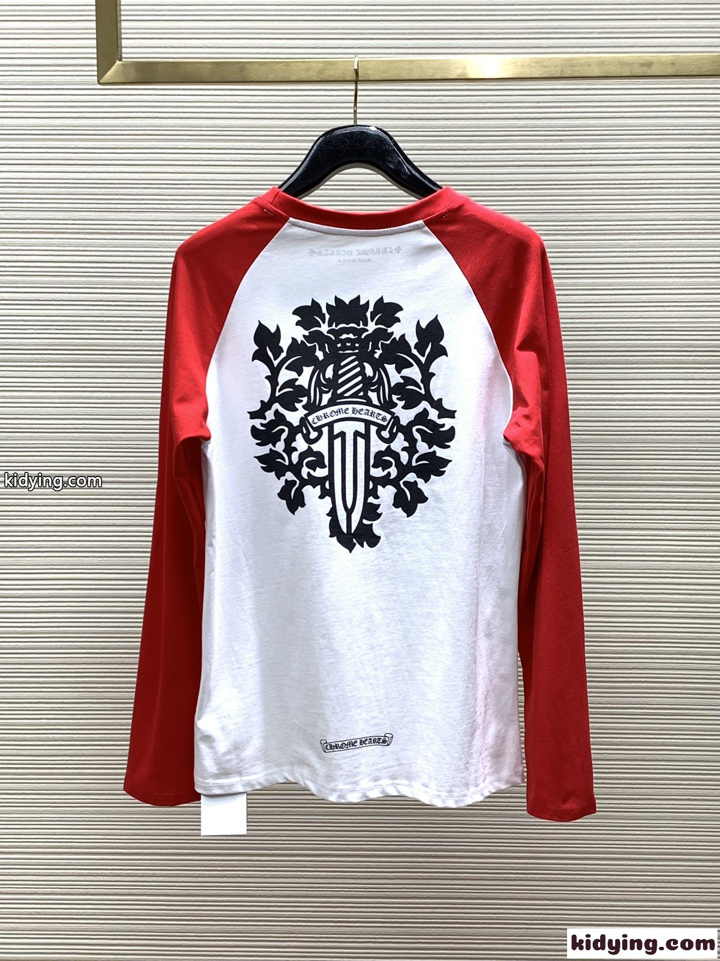 人気 クロムハーツ Tシャツ コピー おしゃれ プリント 配色 長袖Tシャツ-4