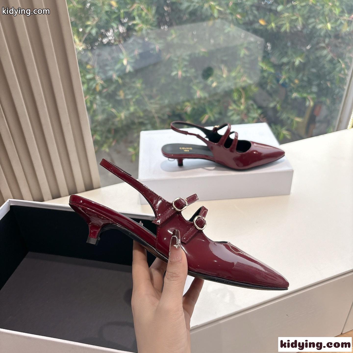 セリーヌ ジュディ ダブルストラップ メリージェーン スリングバック スーパーコピー レッド-0
