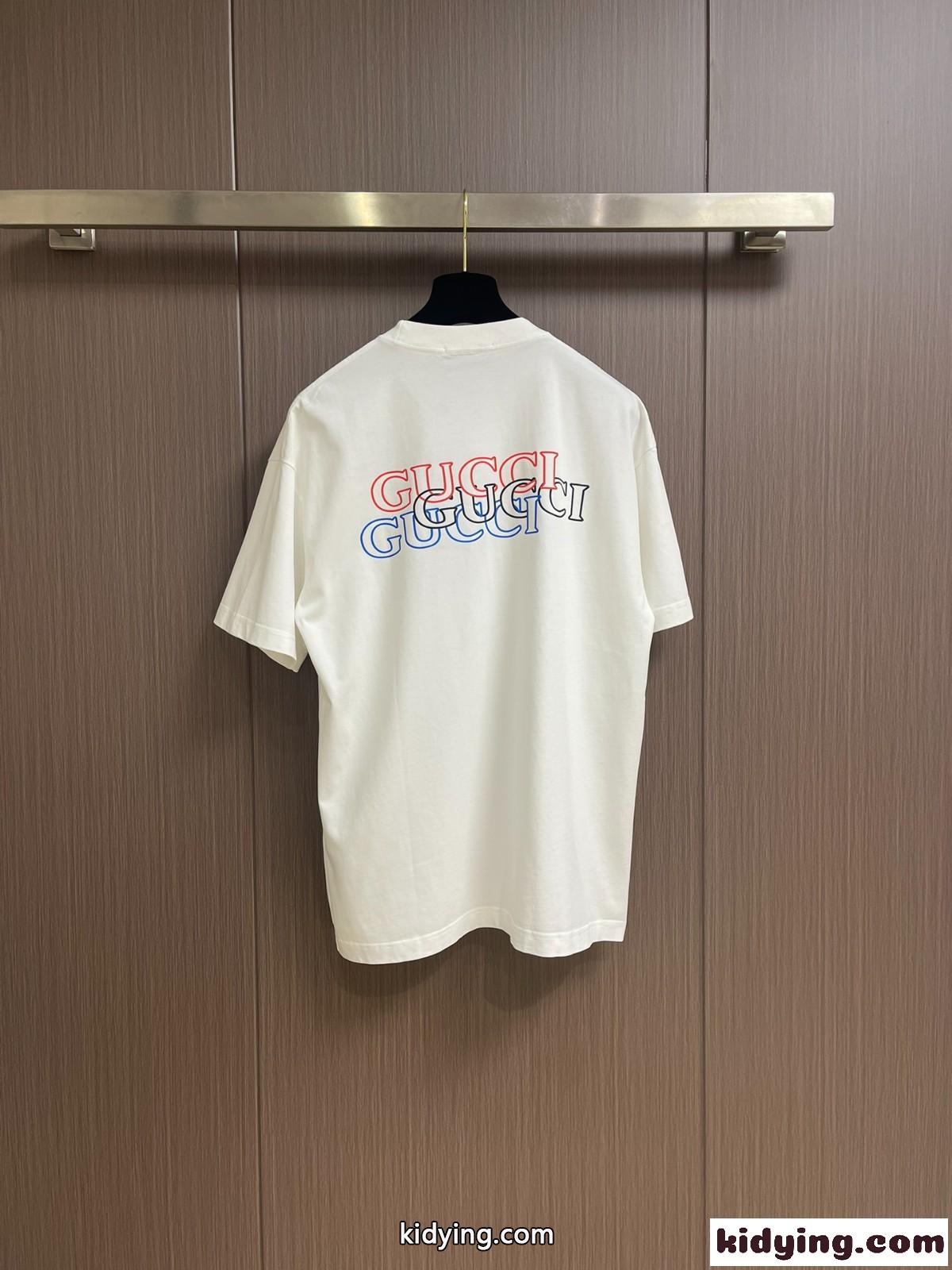 グッチ Tシャツ コピー シンプル ロゴプリント コットン 半袖Tシャツ クルーネック-1