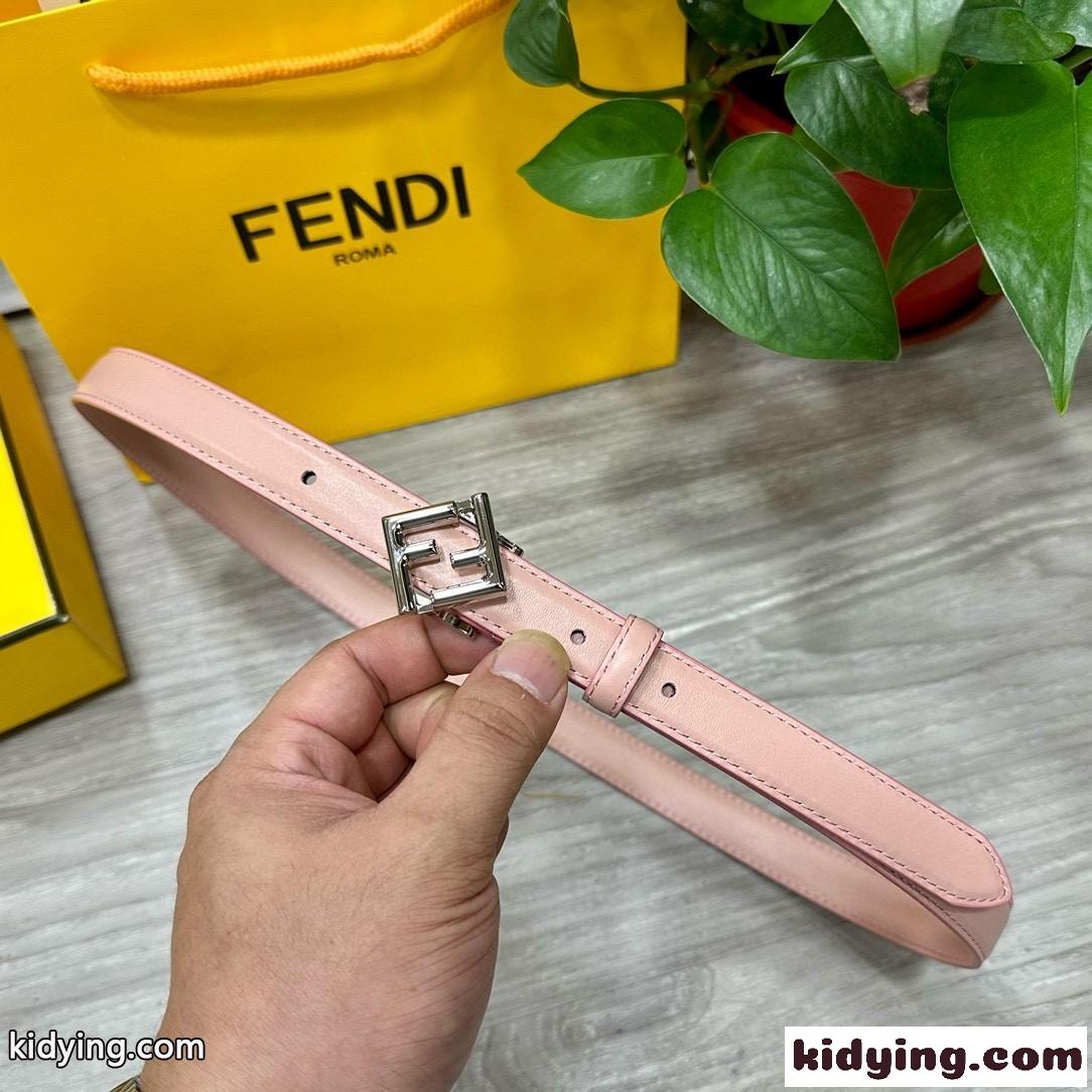 シンプル FFダイヤモンド ベルト フェンディ ベルト 偽物 細ベルト ピンク-3