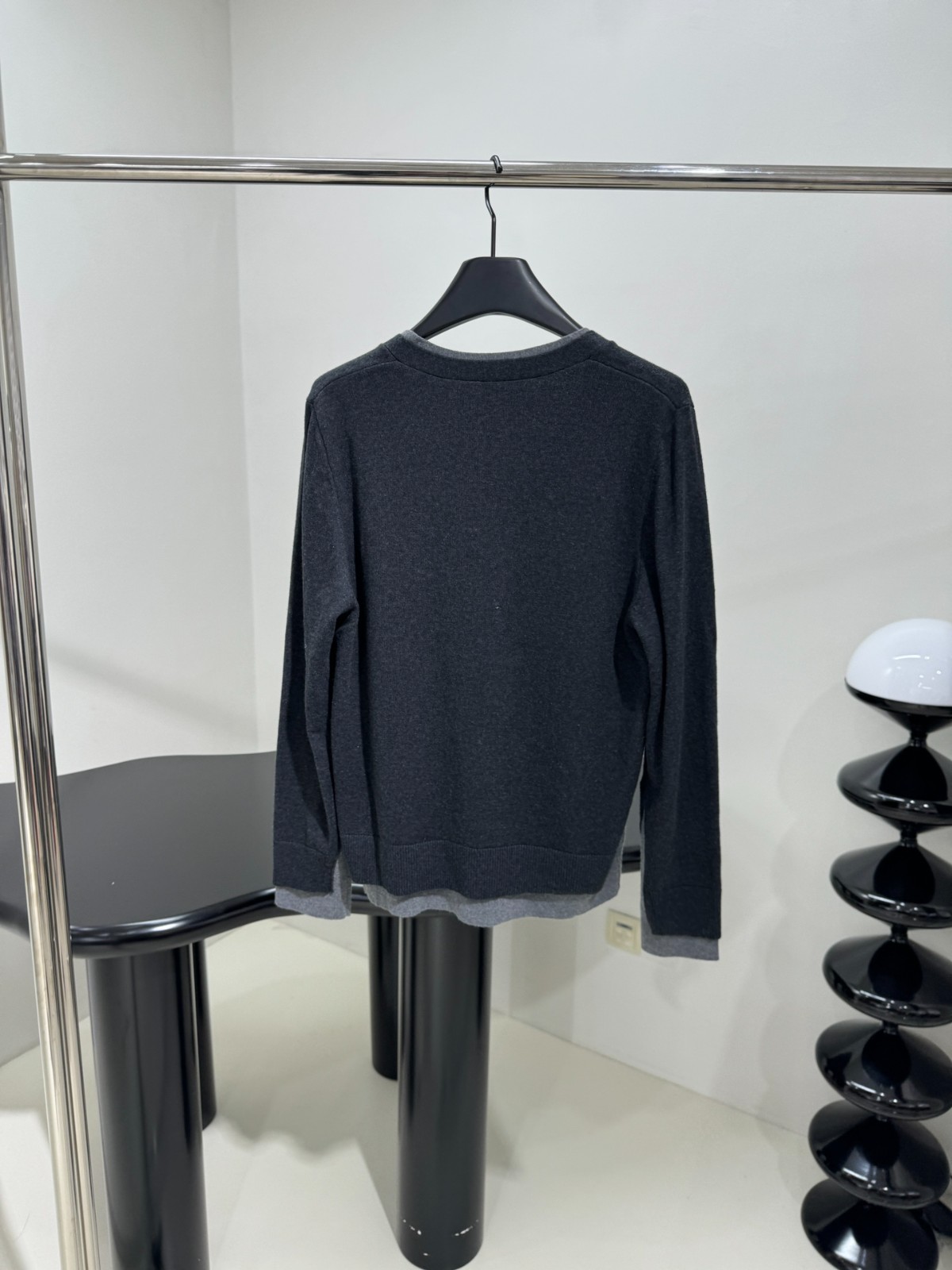 シルクxカシミヤ カーディガン ミュウミュウ ニット コピー Vネック グレー-1