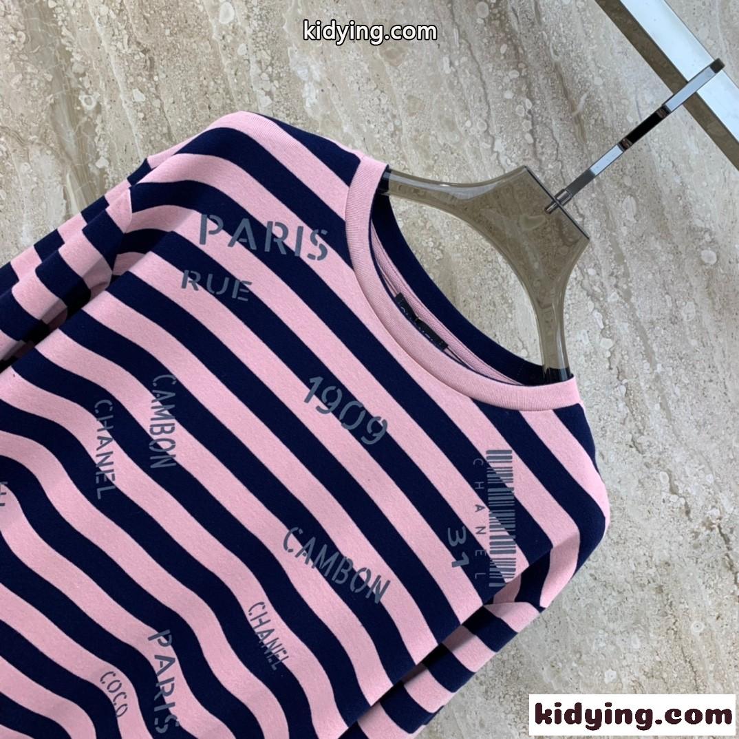 シャネル Tシャツ 偽物 カジュアル 合わせやすい ストライプ 長袖Tシャツ-4