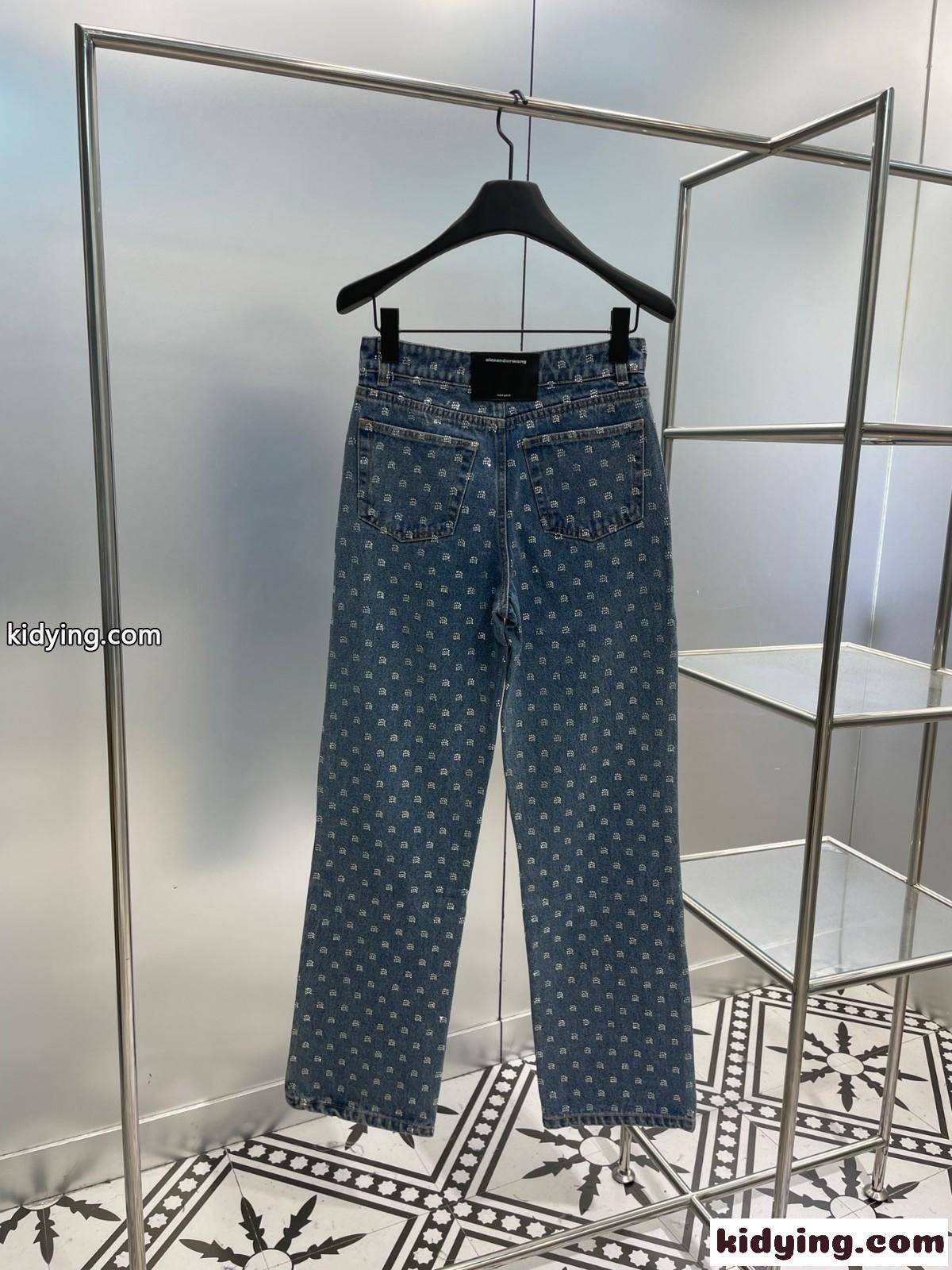 人気 おしゃれ ロゴ アレキサンダーワング ジーンズ コピー デニムパンツ-4