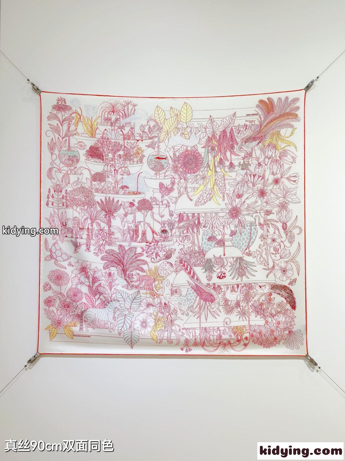爽やか 人気 エルメス スカーフ コピー 上品 プリント シルクスカーフ 90x90-0