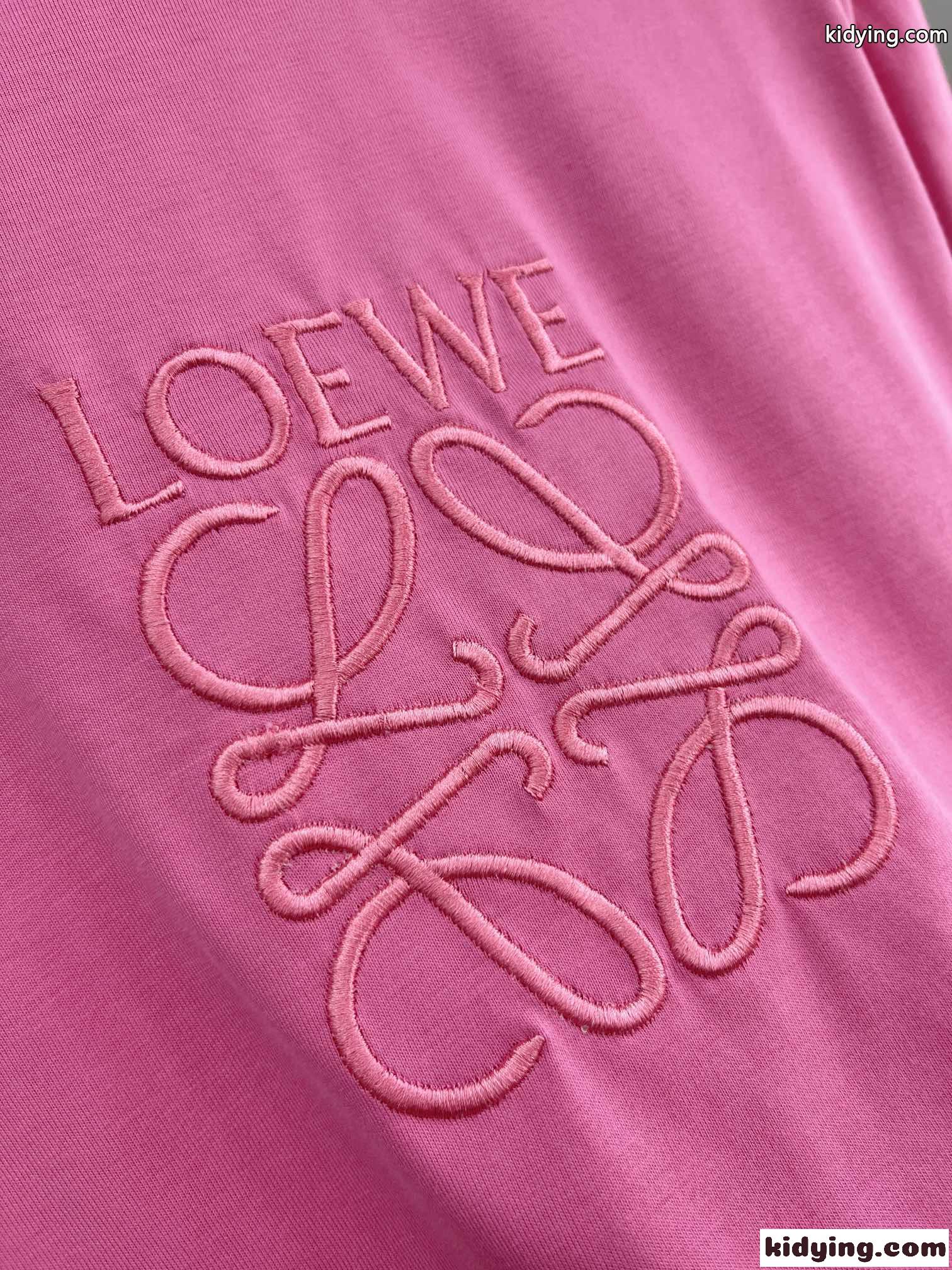 ロエベ Tシャツ コピー 人気 カジュアル 刺繍入り 半袖Tシャツ ピンク-2