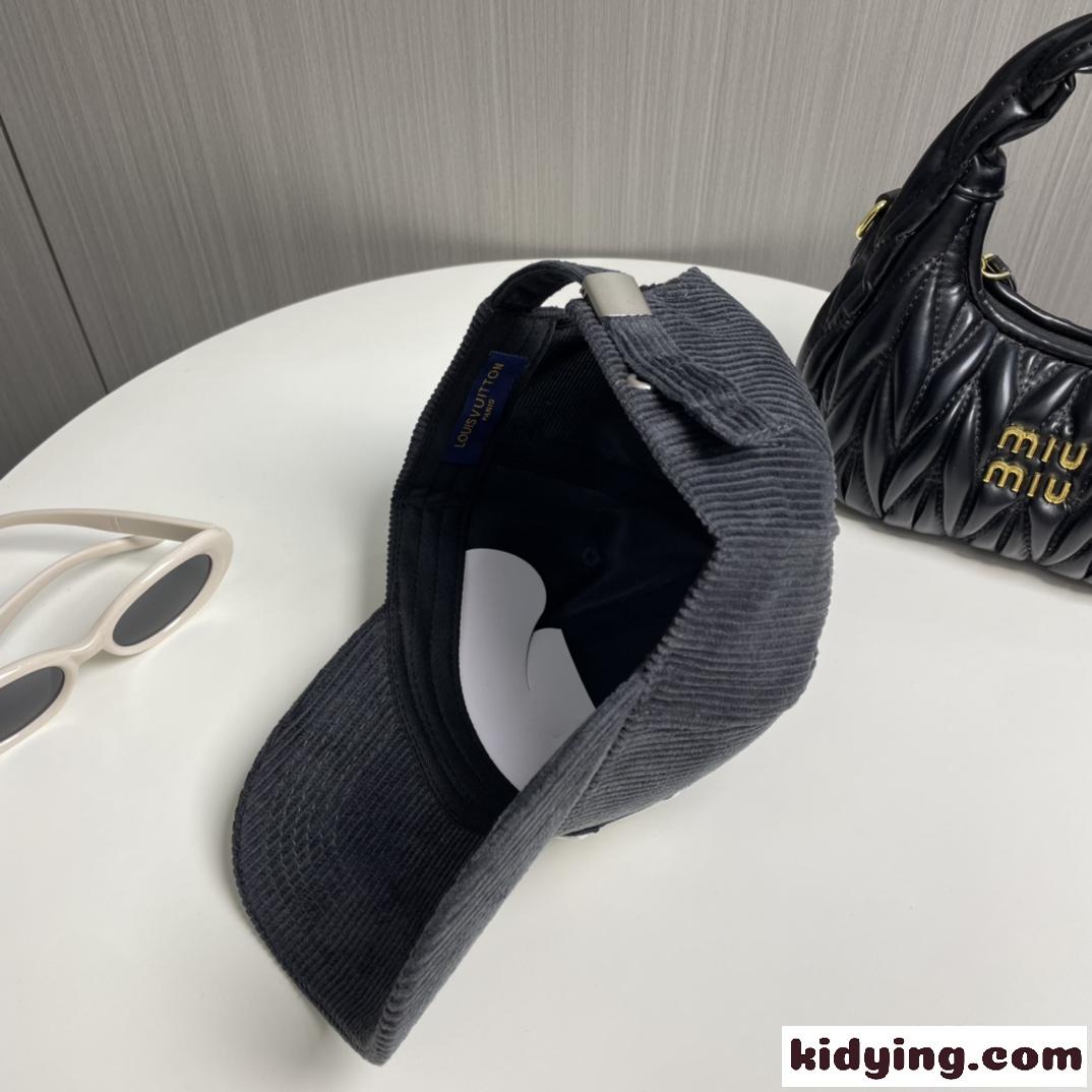 キャップ･LV シグネチャー コーデュロイ ルイヴィトン 帽子 コピー ダークグレー-2