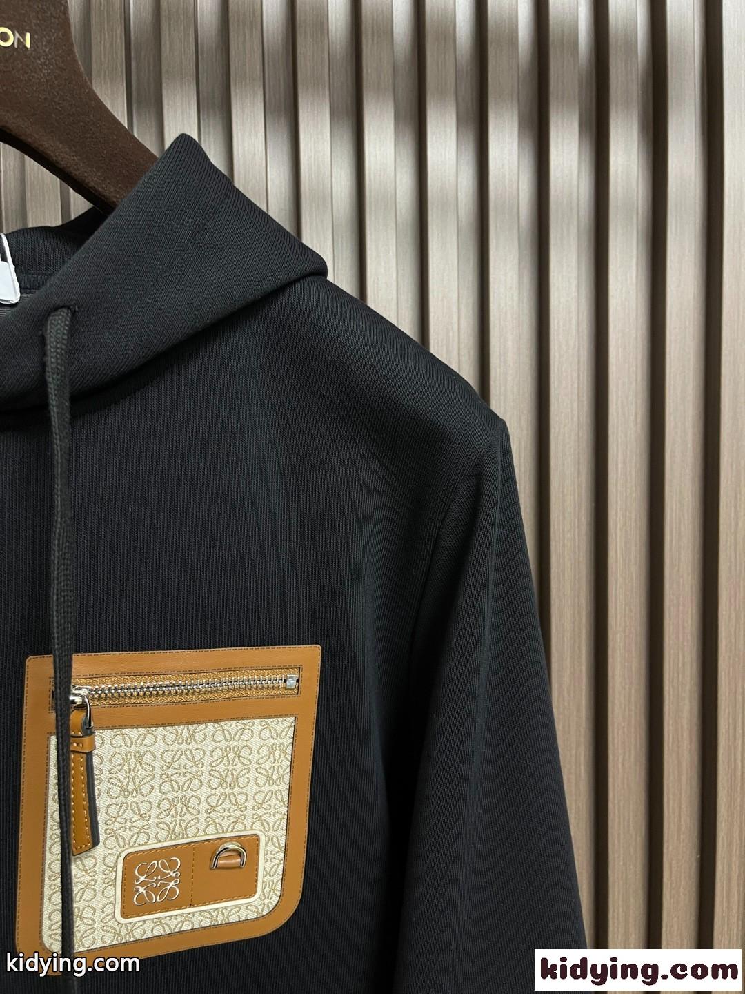 カジュアル 定番 合わせやすい フーディー ロエベ パーカー 偽物 ブラック-2