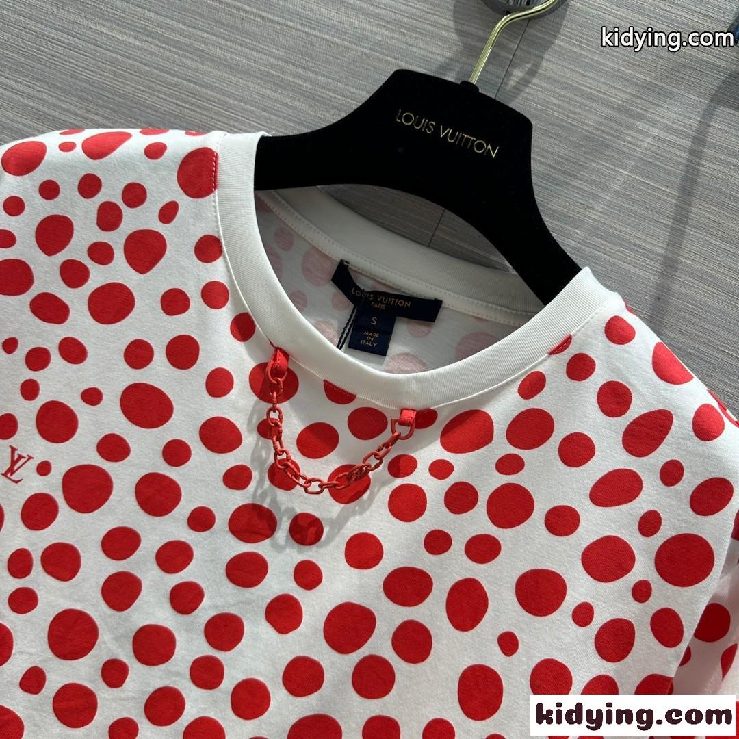LV × YK インフィニティドットTシャツ ルイ・ヴィトン Tシャツ コピー コットン 半袖 トップス-1