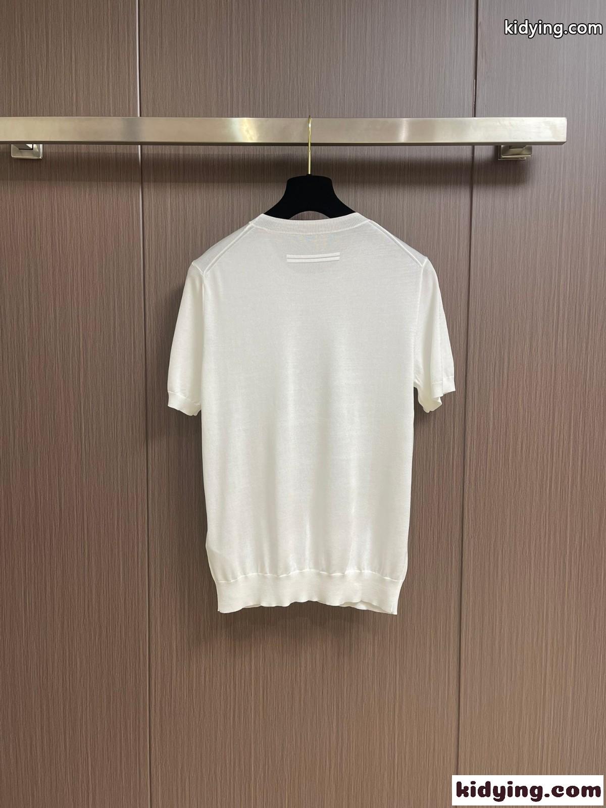 シンプル 快適 ニット 半袖Tシャツ エルメネジルド・ゼニア ニット コピー ホワイト-1