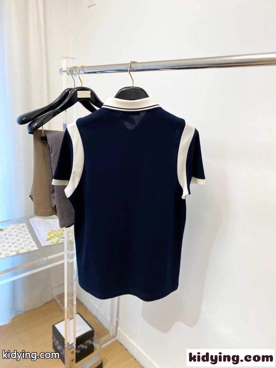 スクリプトロゴ コットンピケ ポロシャツ モンクレール Tシャツ 偽物 ネイビー-4