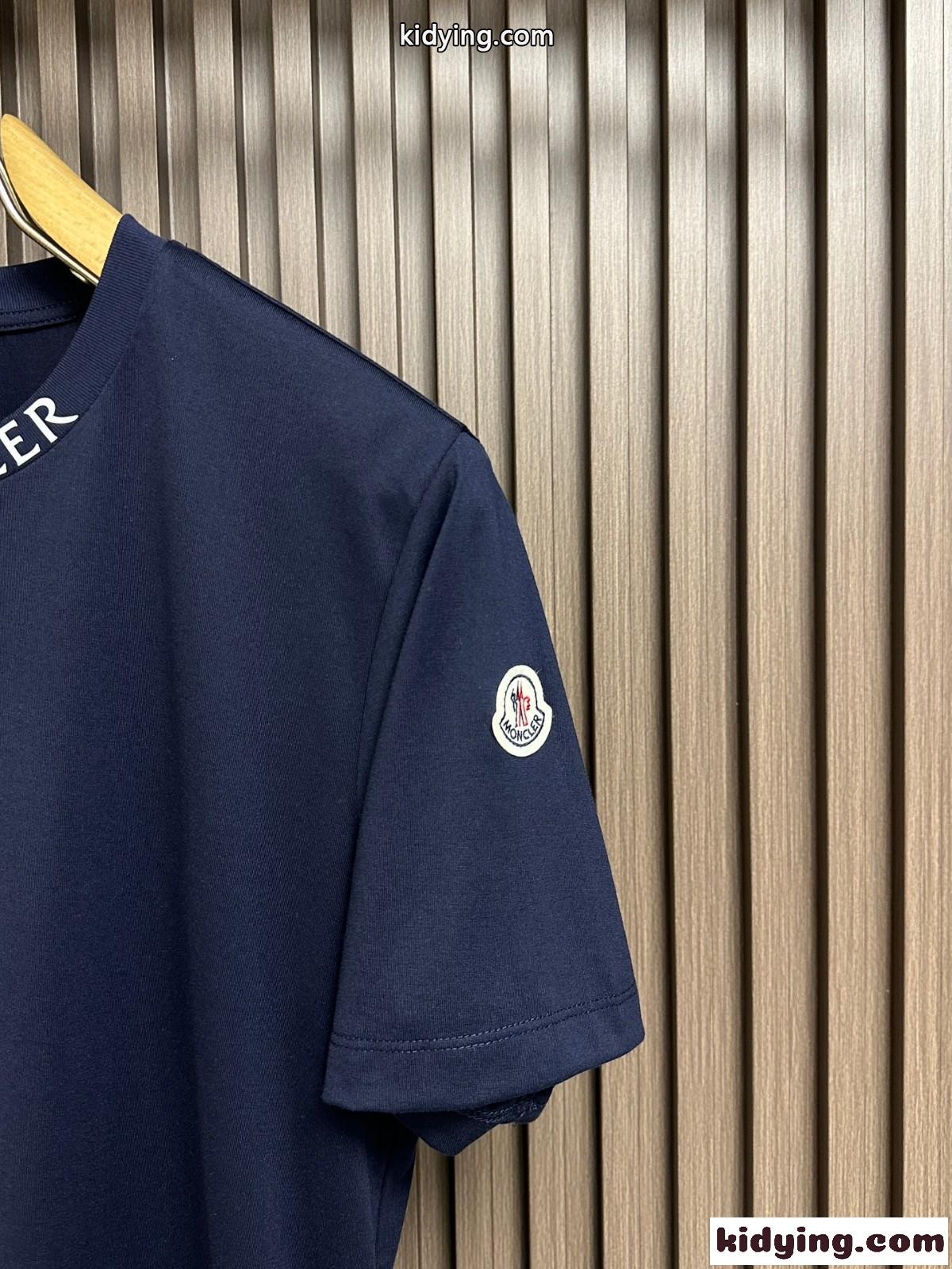 カジュアル 定番 クルーネック 半袖Tシャツ モンクレール Tシャツ コピー ネイビー-4