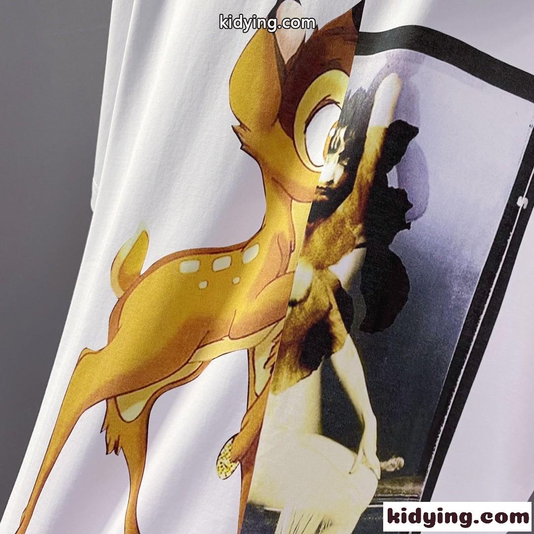 Givenchy x Disney コラボ 人気 バンビプリント コットン ジバンシィ Tシャツ コピー 半袖 クルーネック-4