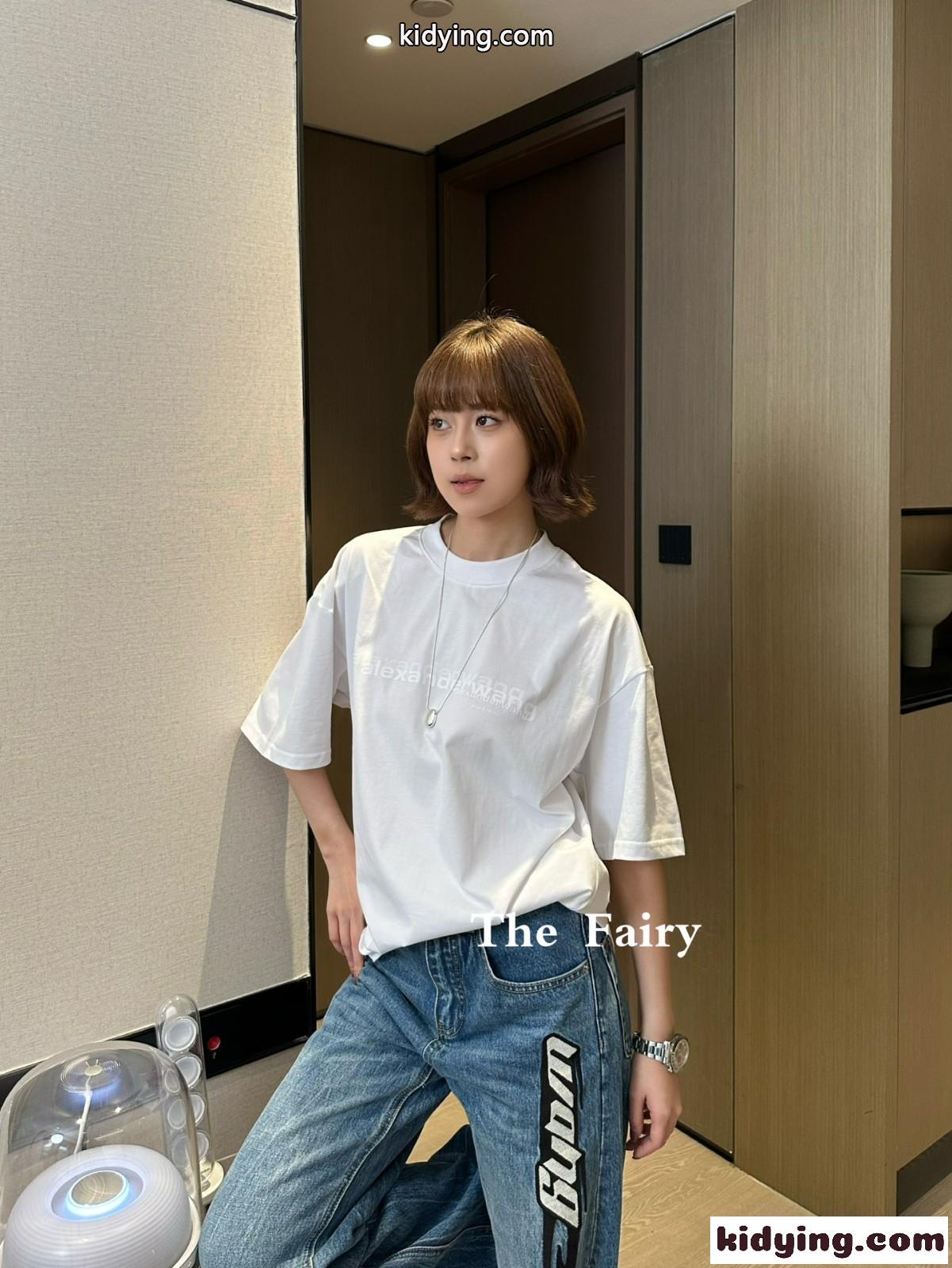 オーバーサイズ 半袖Tシャツ アレキサンダーワング Tシャツ コピー コットン ホワイト-5