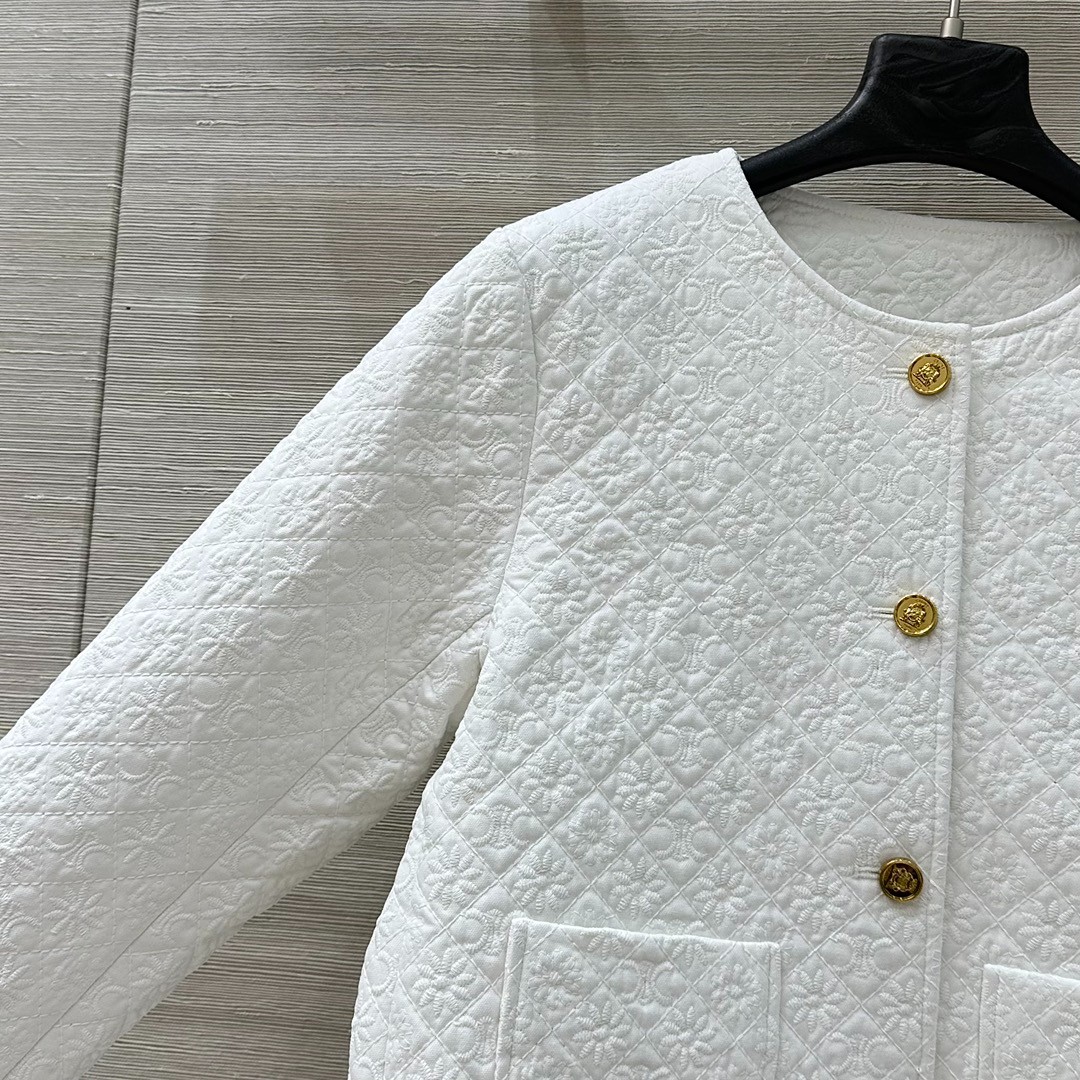 上品 ノーカラージャケット セリーヌ ジャケット コピー レディース アウター ホワイト-0