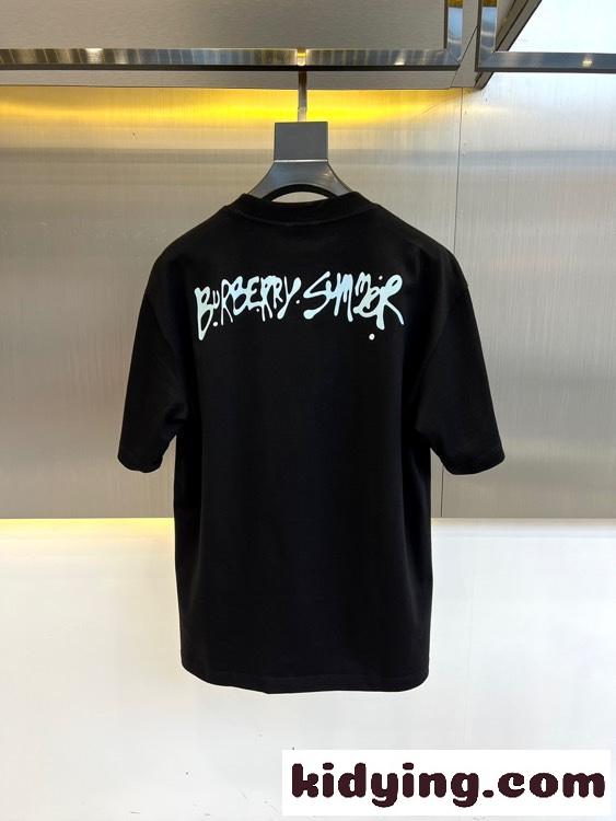 カジュアル フロッグ コットンTシャツ バーバリー 半袖Tシャツ コピー ブラック-3