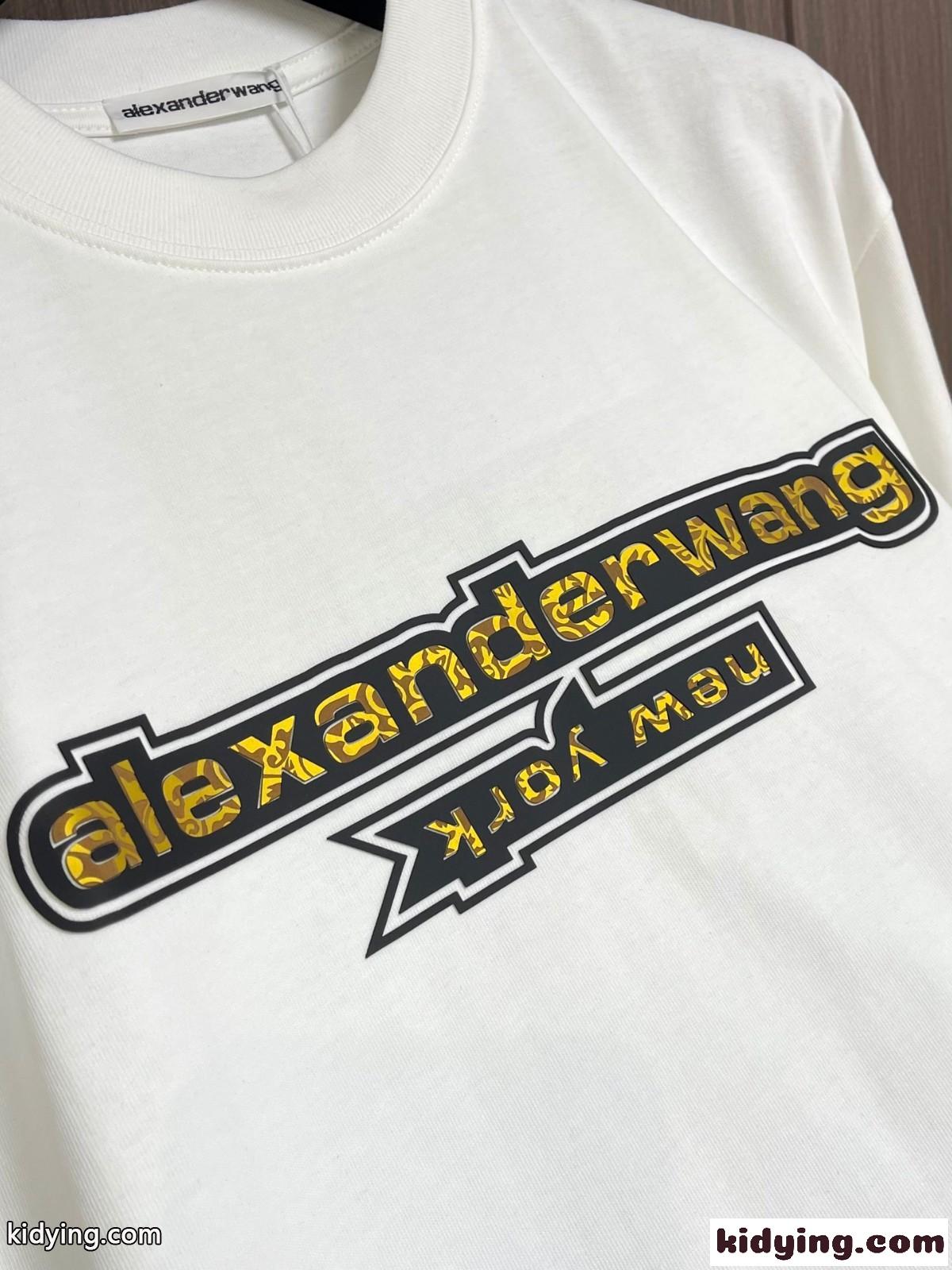 アレキサンダーワング Tシャツ コピー シンプル ロゴ入り クルーネック 半袖Tシャツ ホワイト-2