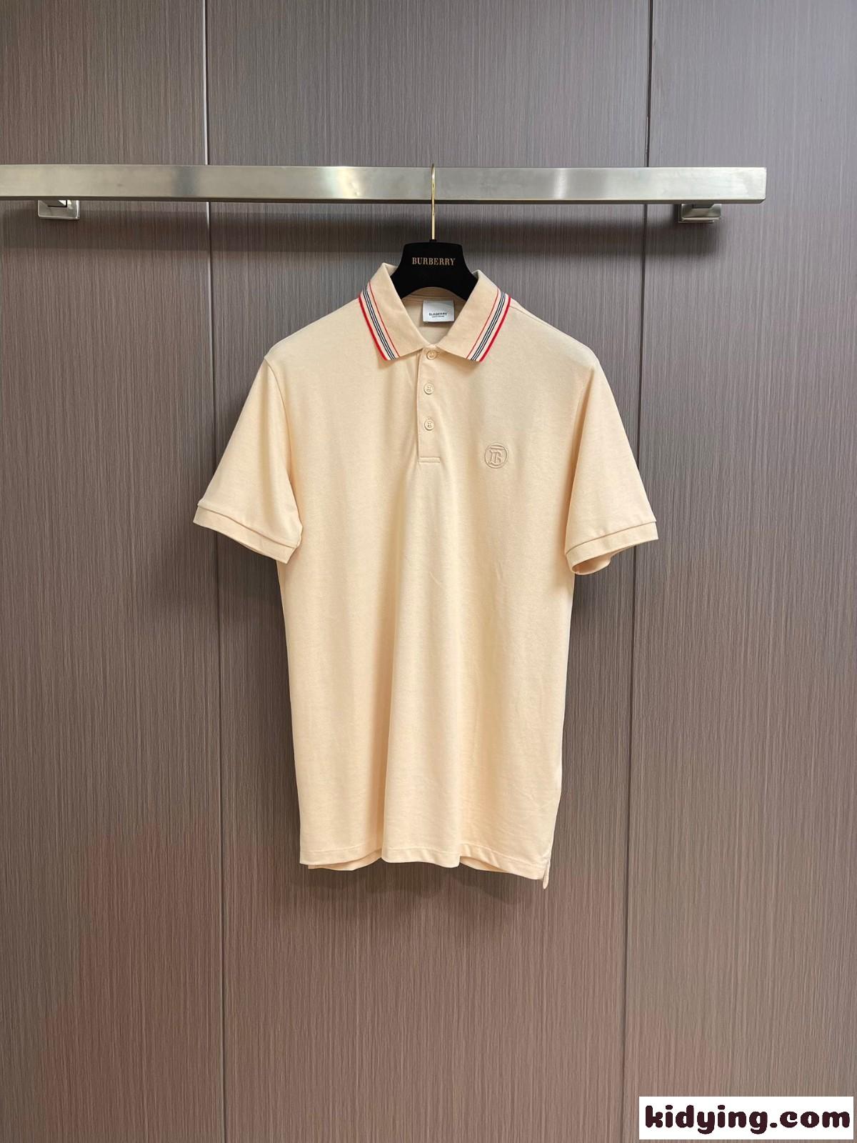 クラシック カジュアル コットンピケ ポロシャツ バーバリー 半袖Tシャツ コピー キャメル-0