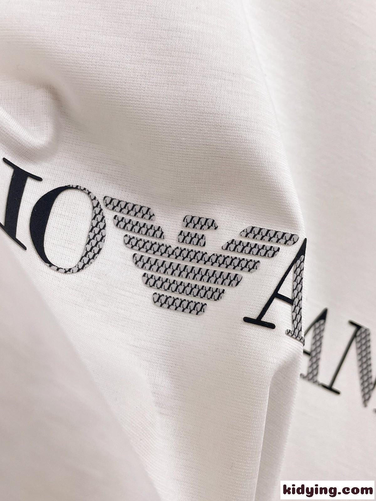 春夏 定番 クルーネック ロゴ アルマーニ 半袖Tシャツ コピー ホワイト-2