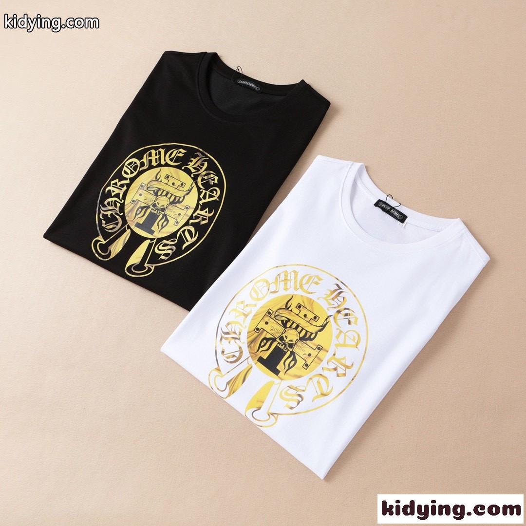着心地い インパクト ロゴ プリント クルーネック クロムハーツ 半袖Tシャツ コピー カジュアル おしゃれ-0