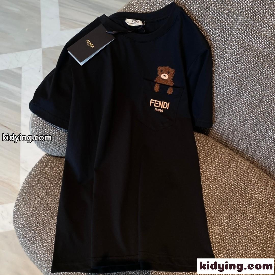 コットン 半袖 フェンディ Tシャツ コピー レディース トップス おしゃれ カジュアル 可愛い クルーネック ゆったり-1