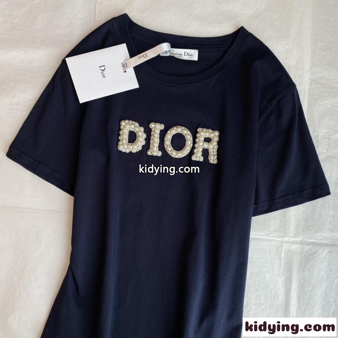 シンプル スウィート ロゴ クリスチャン・ディオール Tシャツ コピー 半袖 コットン クルーネック トップス-2
