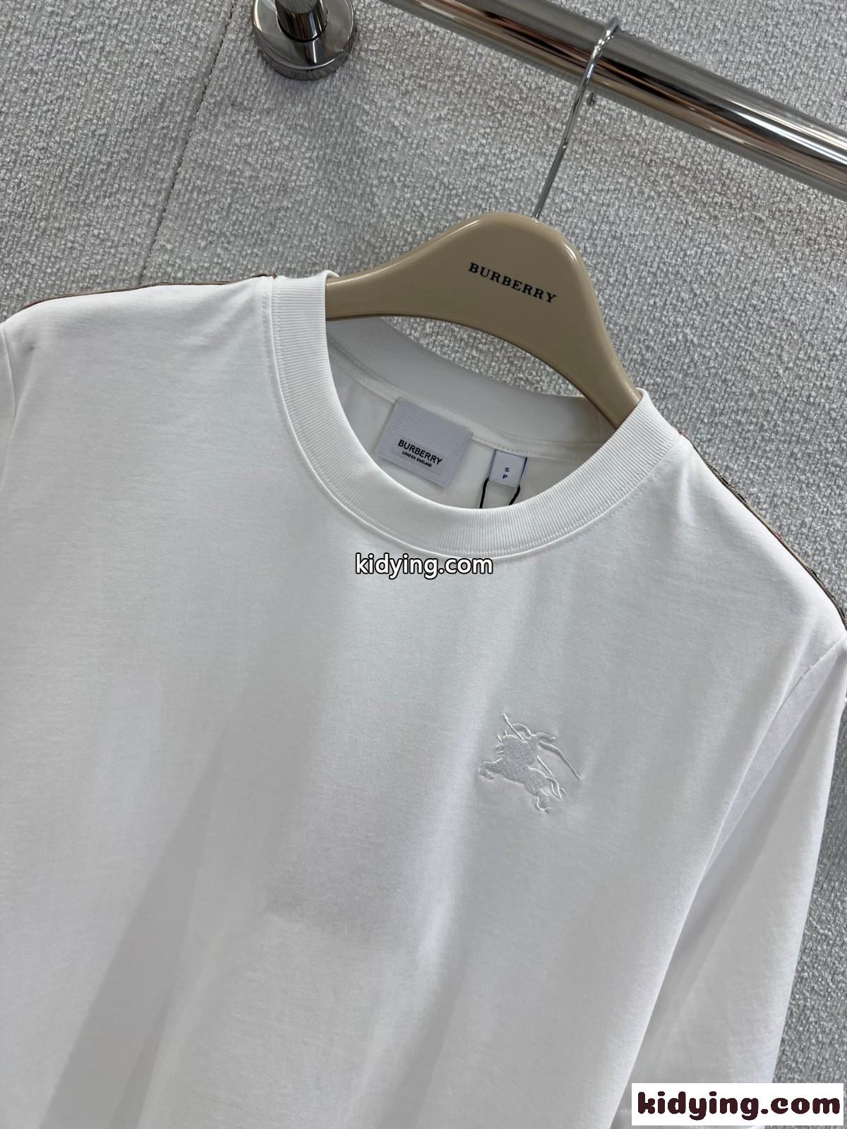 チェックトリム コットン Tシャツドレス バーバリー ワンピース コピー ホワイト-0