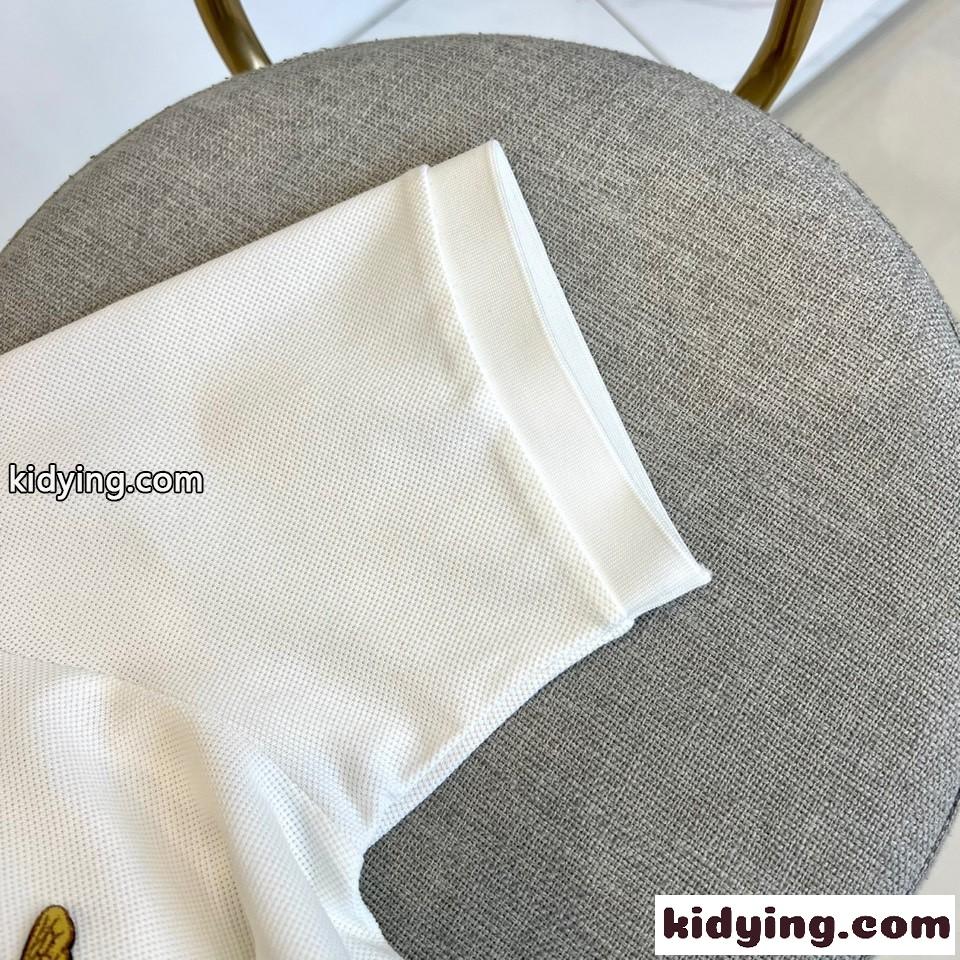 シンプル 刺繍入り ポロシャツ クリスチャン・ディオール Tシャツ 偽物 コットンピケ ホワイト-3