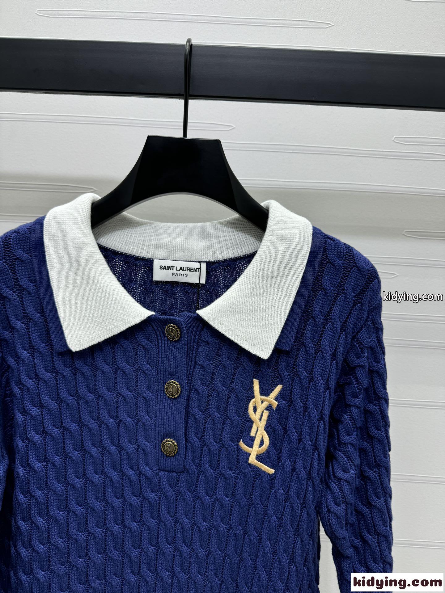 おしゃれ カジュアル 刺繍入り イヴ・サンローラン ニット コピー ポロシャツ-2