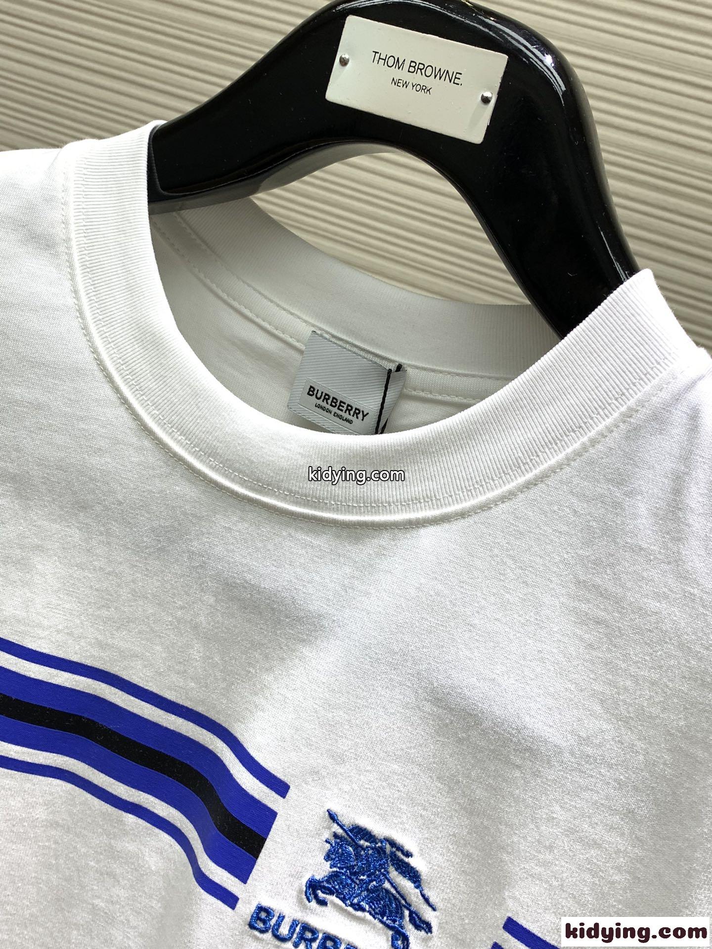 おしゃれ ストライプ コットンTシャツ バーバリー Tシャツ コピー 半袖 トップス ホワイト-0