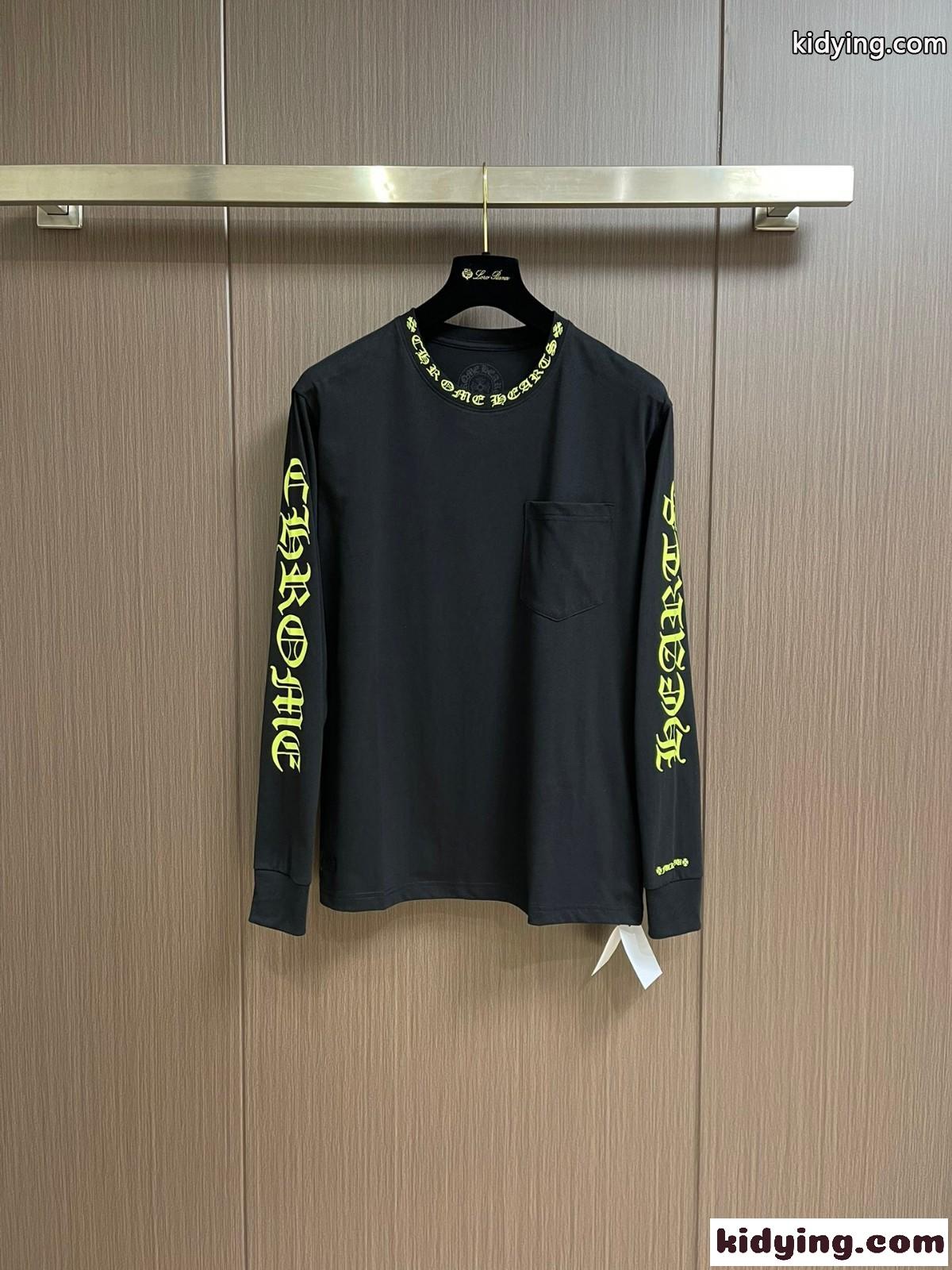 カジュアル プリント 長袖Tシャツ クロムハーツ Tシャツ 偽物 ブラック-1