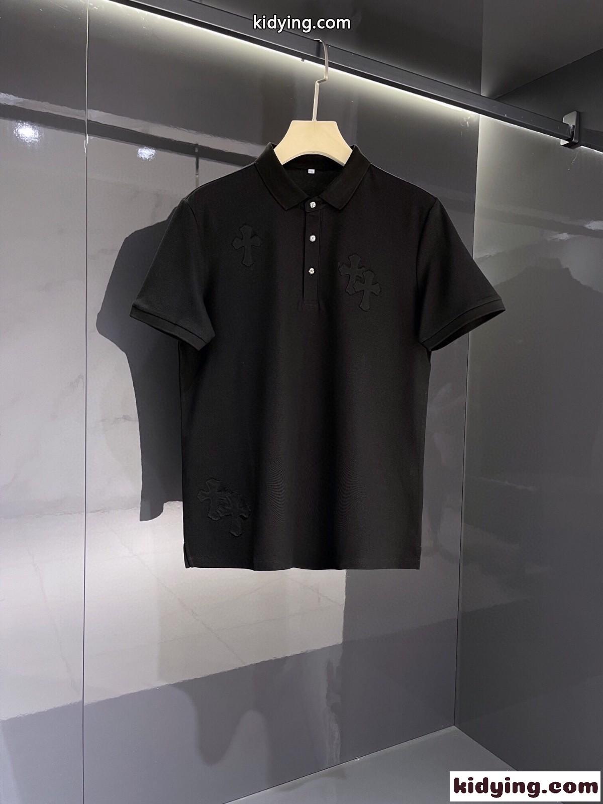 コットン カジュアル 快適 クロムハーツ 半袖Tシャツ コピー メンズ ポロシャツ-1