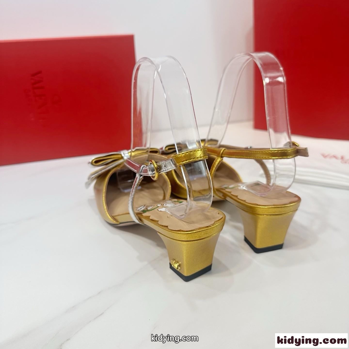 人気 ヴァレンティノ ボウワウ スリングバック パンプス スーパーコピー ゴールド-3