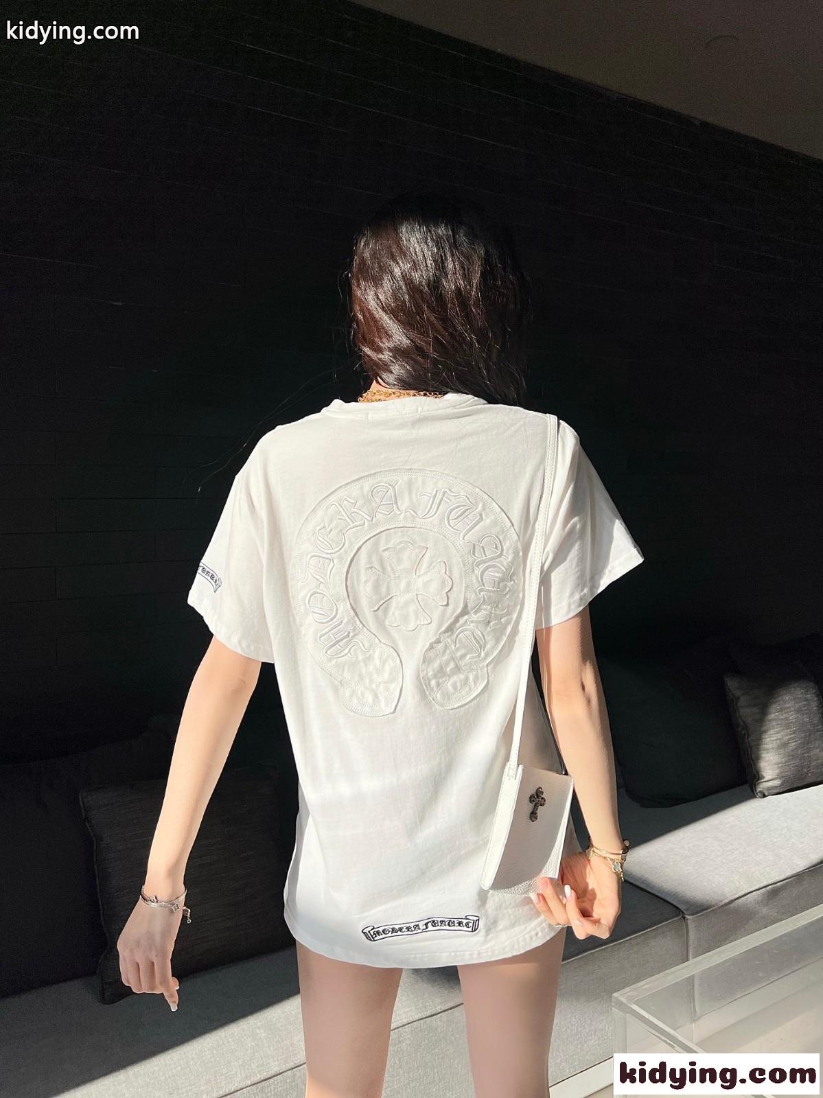 人気 シンプル ロゴ ゆったり クロムハーツ tシャツ コピー 柔らかい 着心地いい カジュアル おしゃれ トップス-3