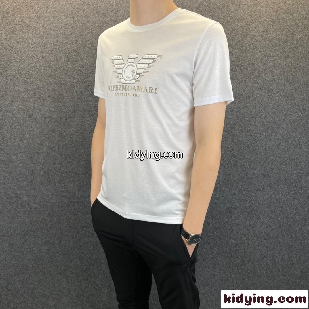 ロゴ ラインストーン カジュアル 着心地いい クルーネック 夏 定番 人気 おすすめ メンズ 半袖 トップス アルマーニ tシャツ コピー-3